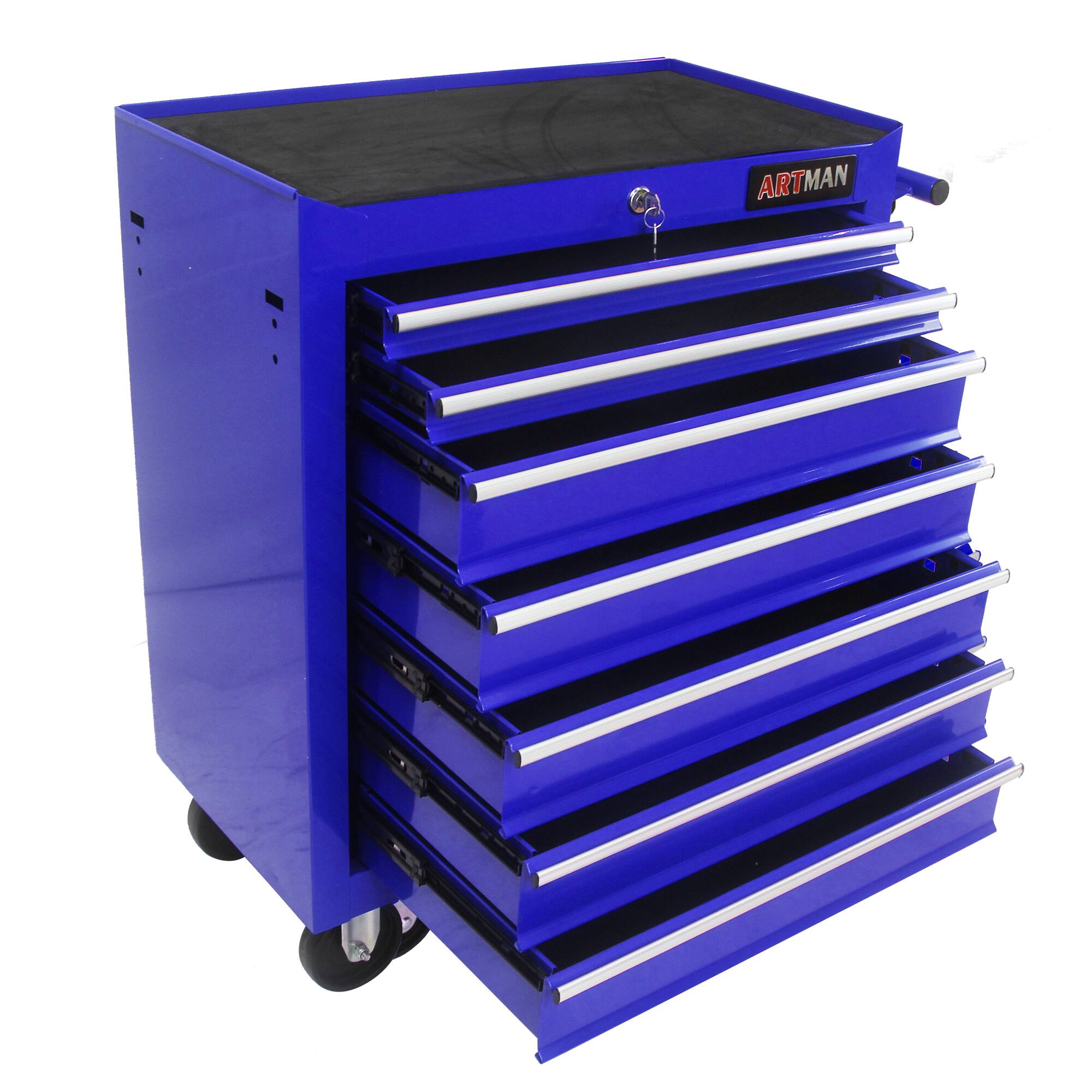 Back. APRILSOUL - 7 DRAWERS MULTIFUNCTIONAL TOOL CART WITH WHEELS-BLUE - Blue.