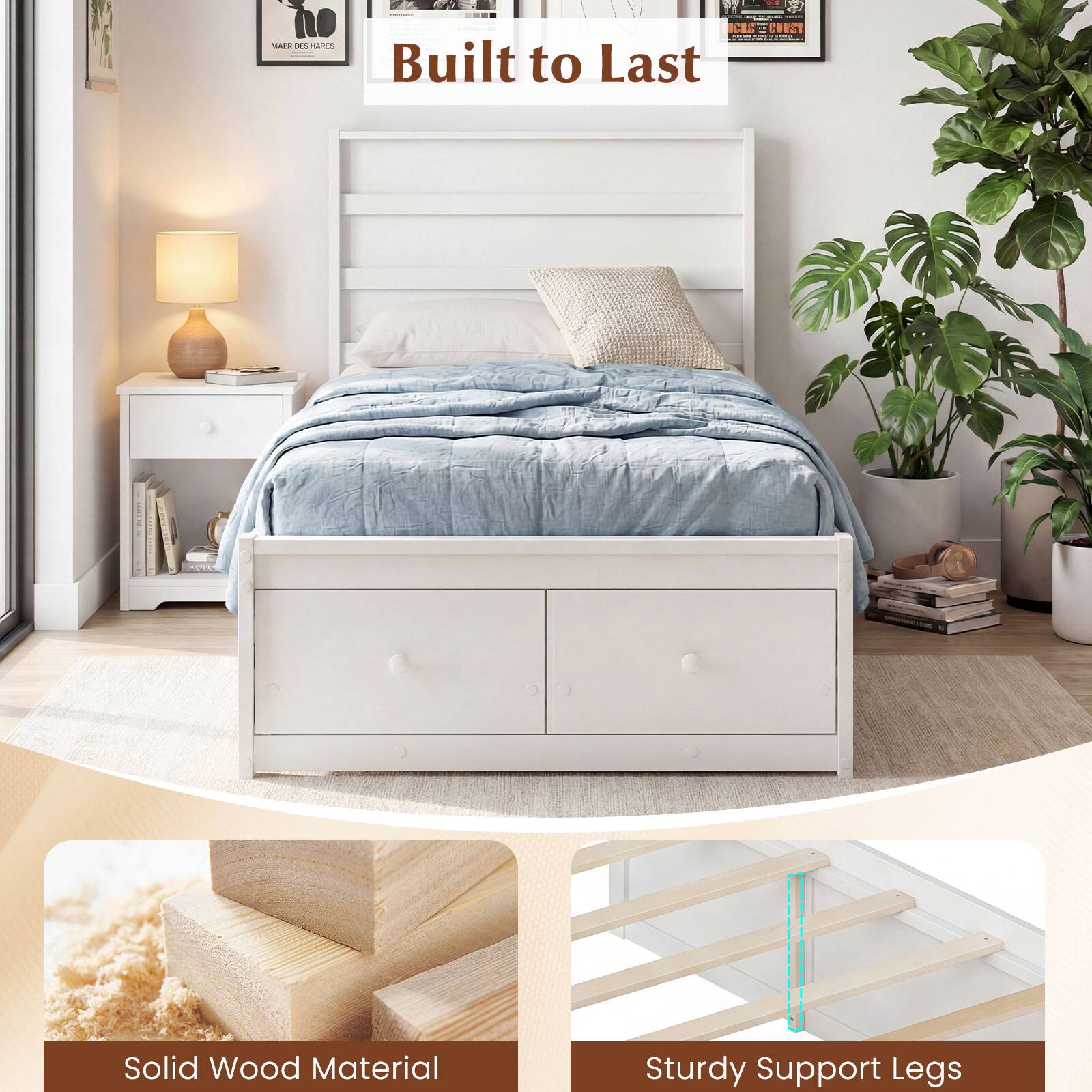 - Built to Last
- Solid Wood Material
- Sturdy Support Legs