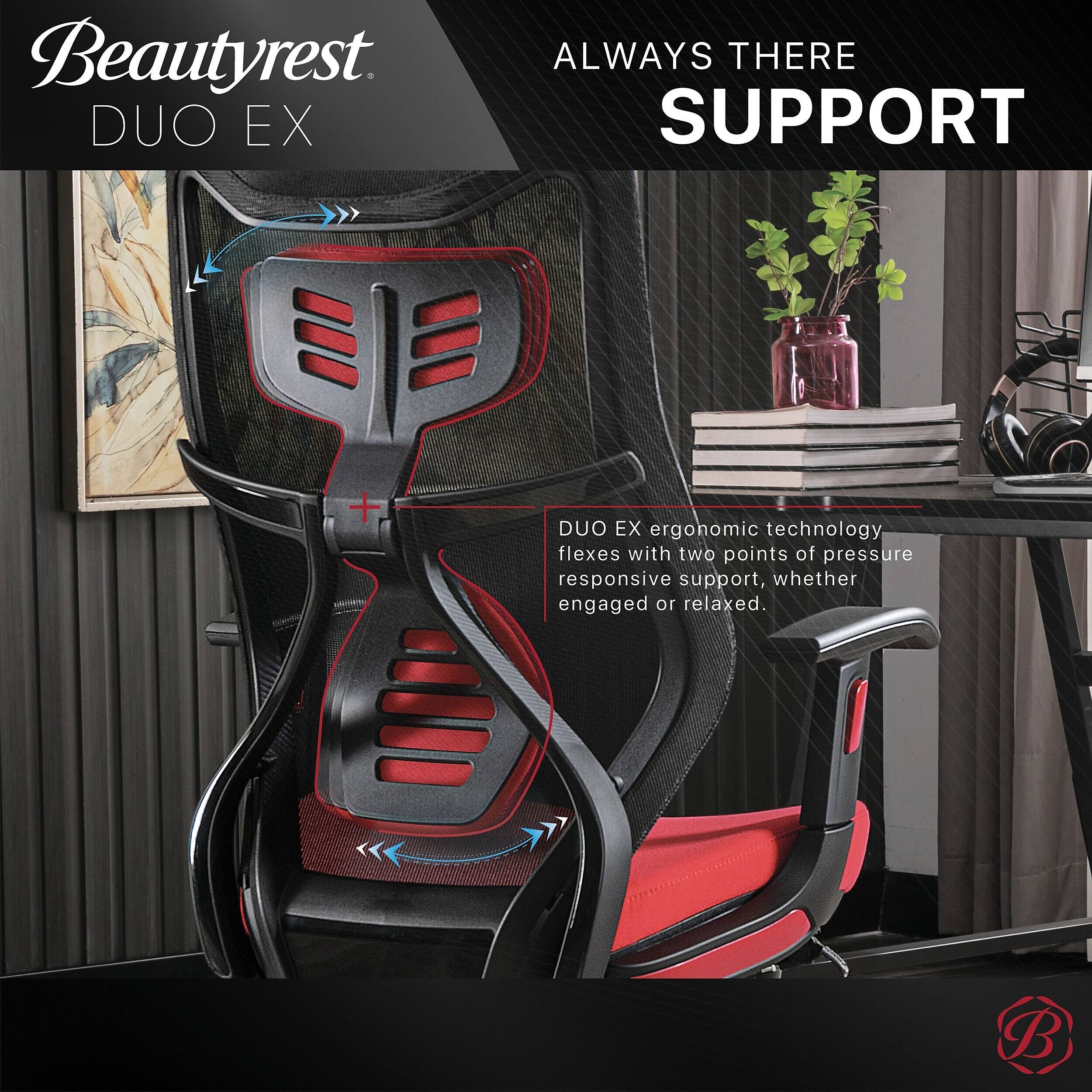 Beautyrest DUO EX

ALWAYS THERE SUPPORT

DUO EX ergonomic technology flexes with two points of pressure responsive support, whether engaged or relaxed.
