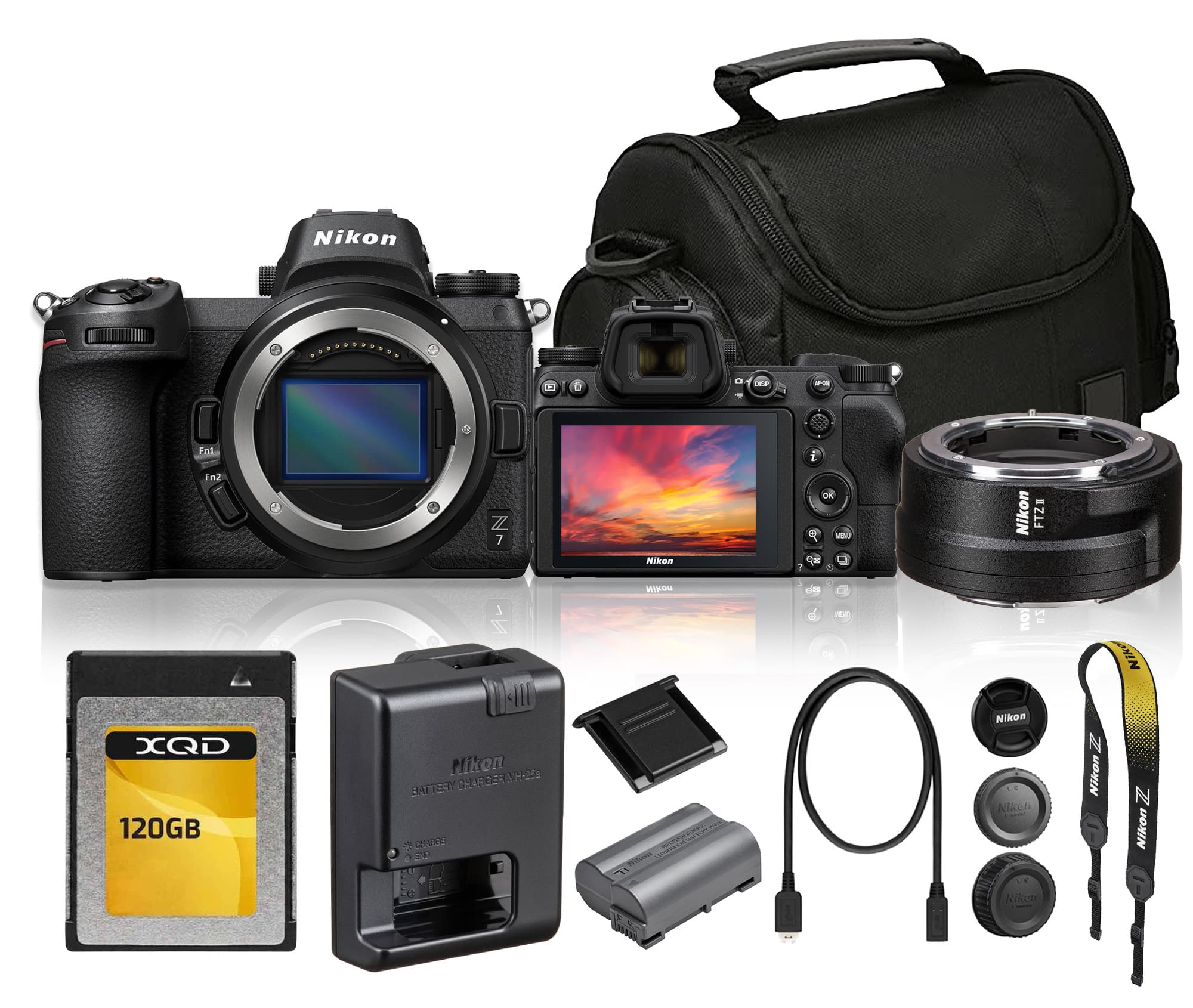 Nikon - Z7 Mirrorless Camera with FTZ II Mount Adapter + 120GB XQD Memory Card + Camera Bag - Black price history on PriceWatchPro