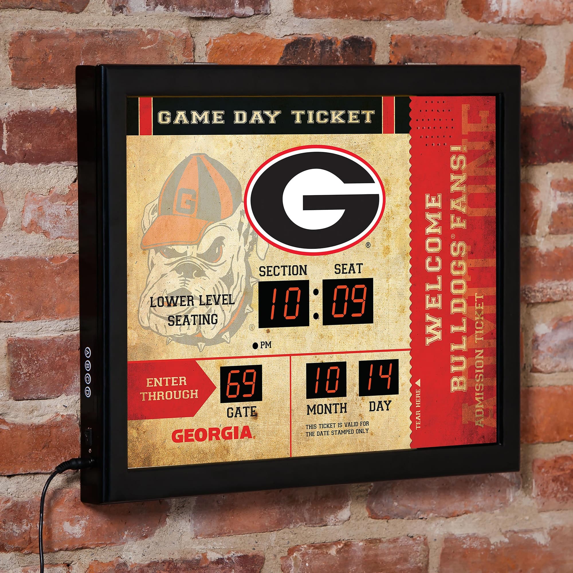 Evergreen Enterprises - Georgia Bulldogs 15" x 19" Bluetooth Scoreboard Wall Clock - Brown