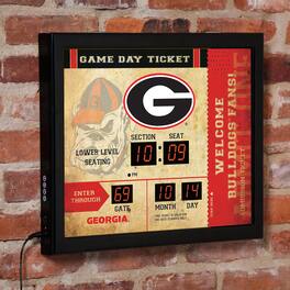 Evergreen Enterprises - Georgia Bulldogs 15" x 19" Bluetooth Scoreboard Wall Clock - Brown