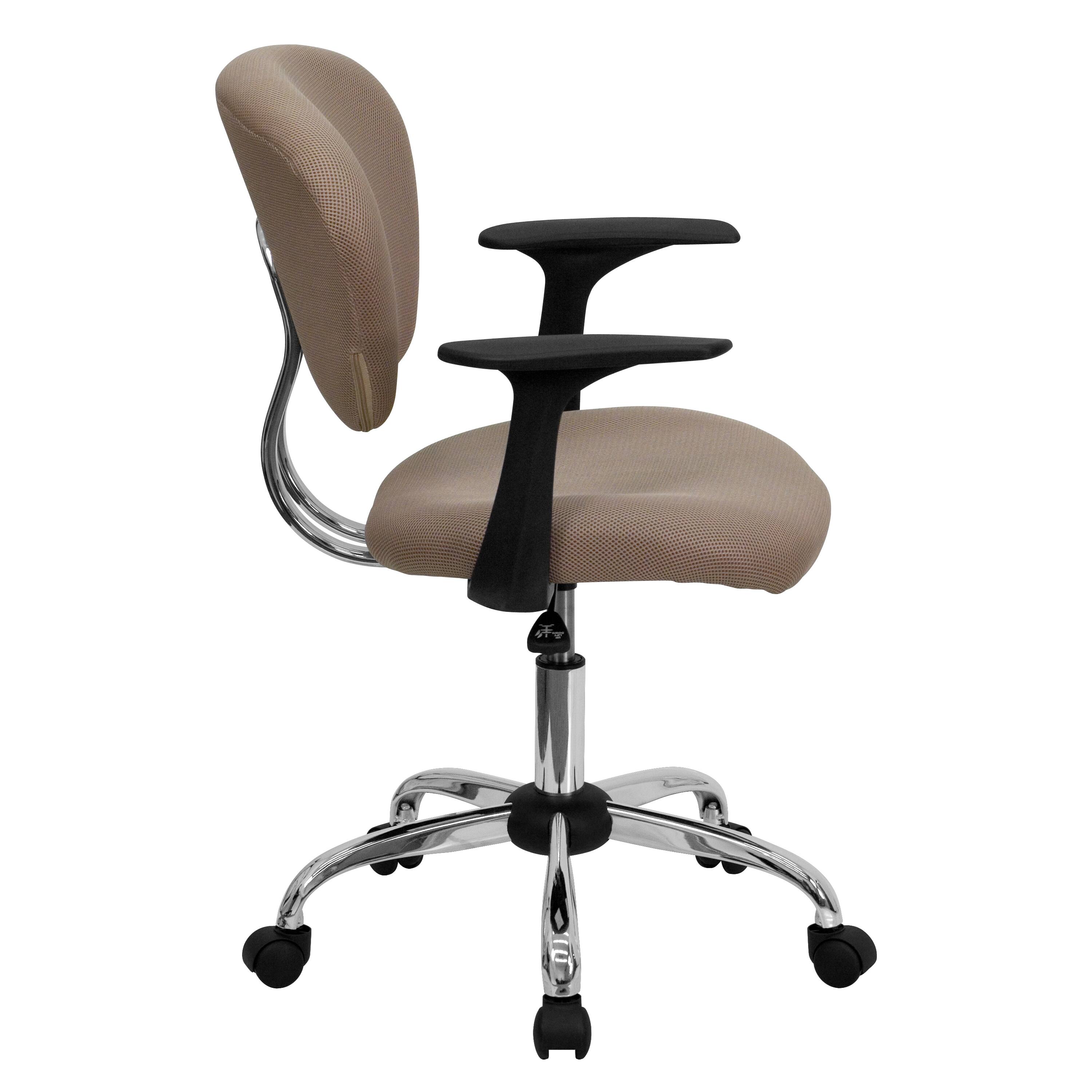 Alt View 4. Emma + Oliver - Mid-Back Mesh Padded Swivel Task Office Chair with Chrome Base and Arms - Coffee Brown.