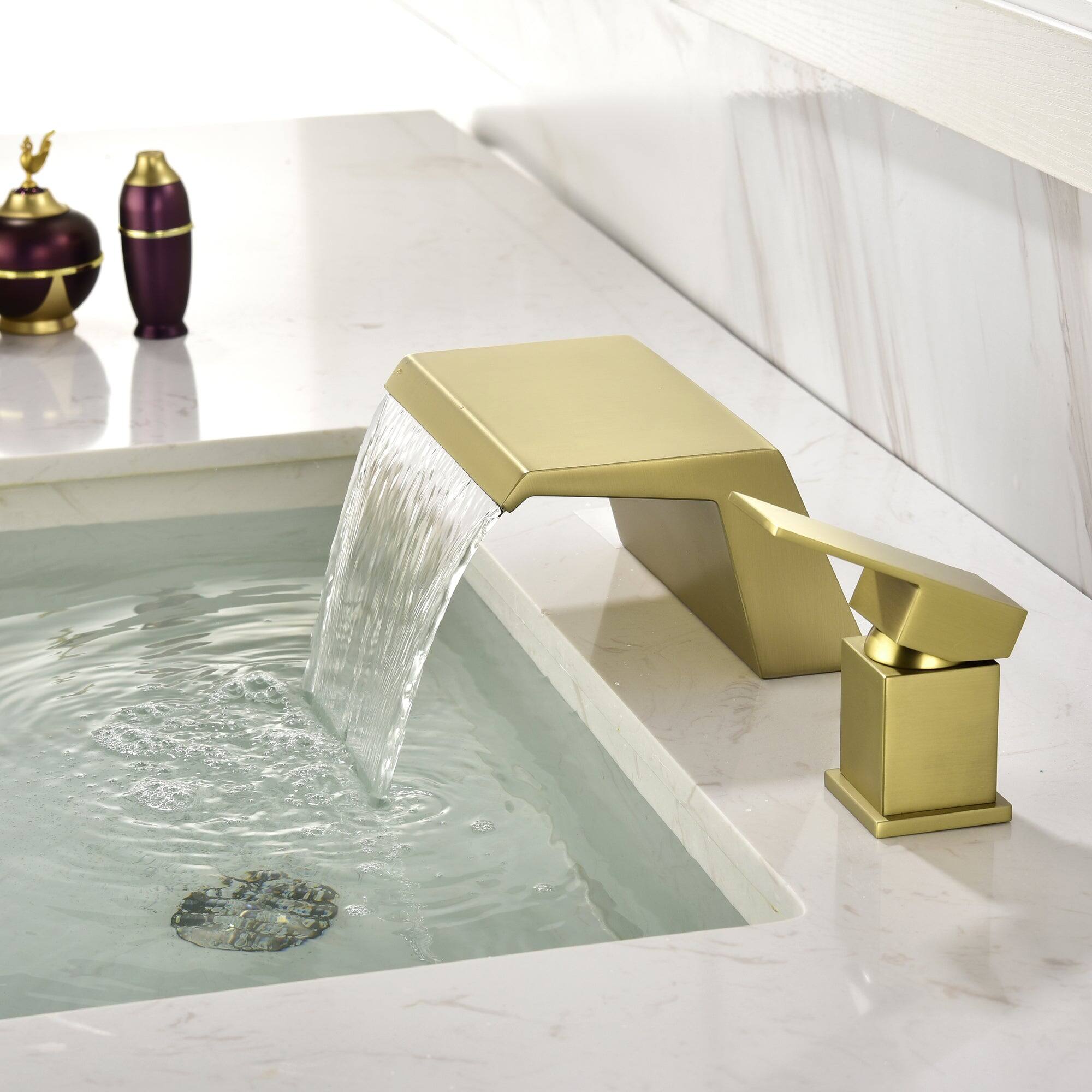 Alt View 2. Boyel Living - Double Holes Single Handle Bathroom Faucet or Tub Faucet with cUPC Hose in Brushed Gold - Brushed Gold.