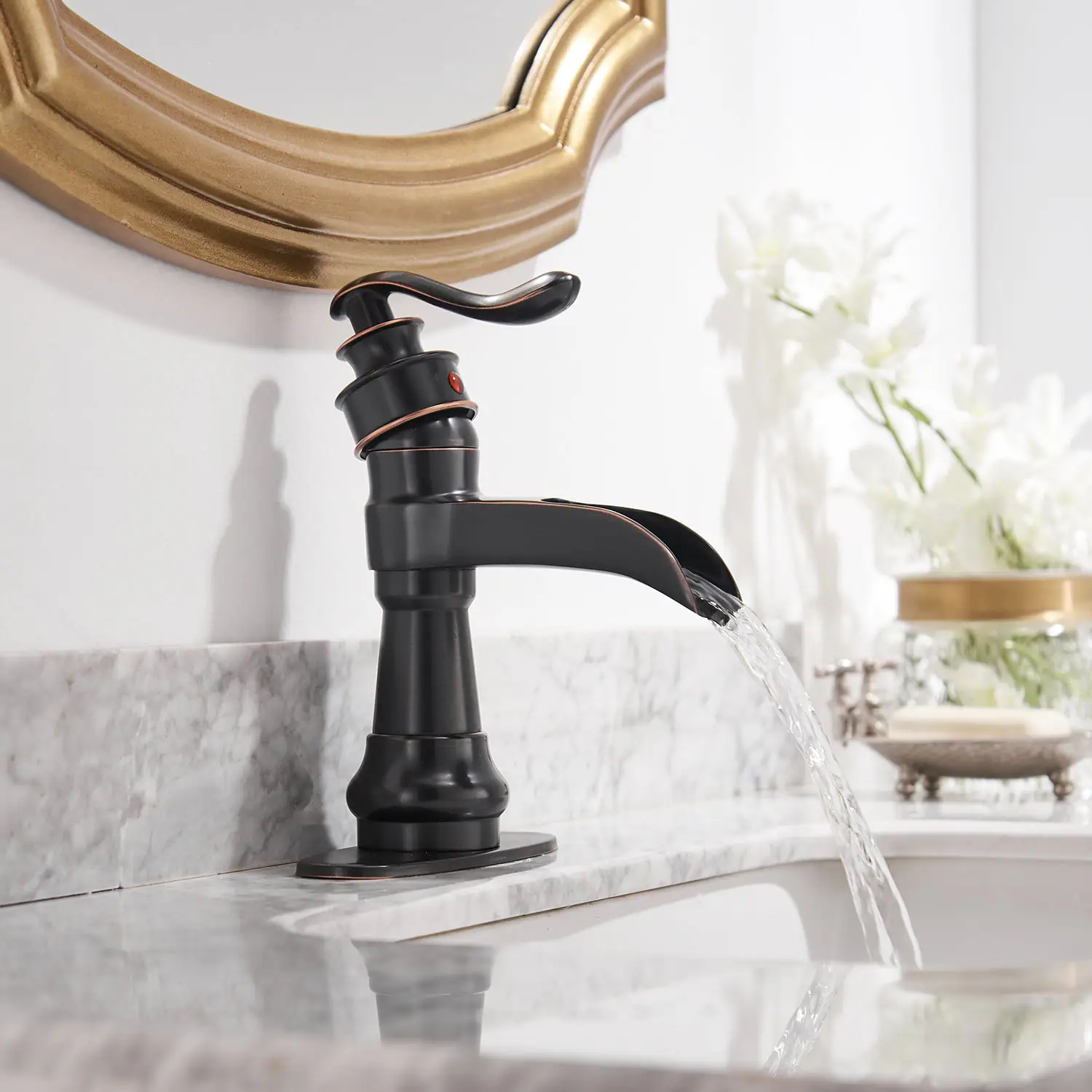 Alt View 2. Boyel Living - Single Handle Waterfall Bathroom Faucet 1-Hole Oil Rubbed Bronze - Oil Rubbed Bronze.
