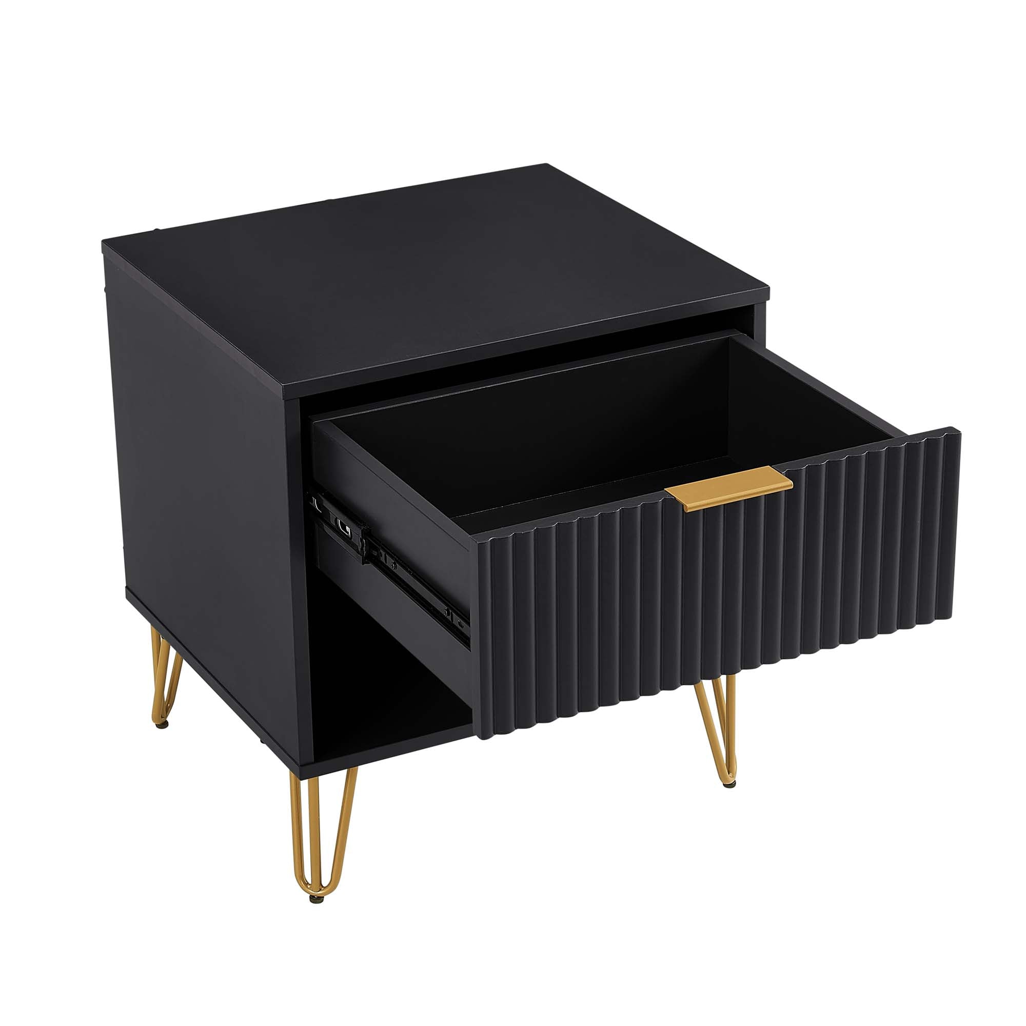 Alt View 3. Manhattan Comfort - Dumbo Modern 20" Fluted Nightstand - Black.