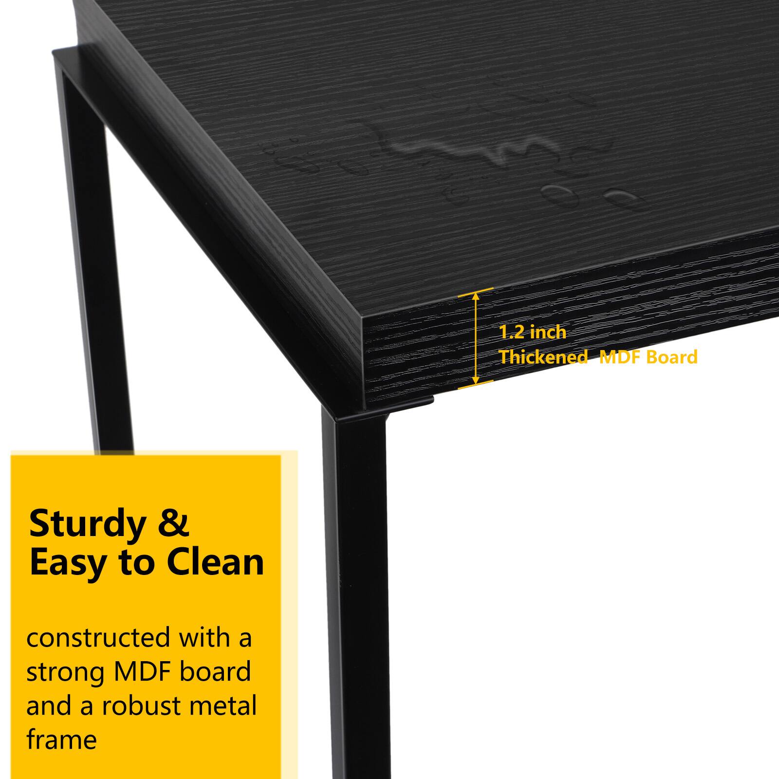 1.2 inch Thickened MDF Board Sturdy & Easy to Clean constructed with a strong MDF board and a robust metal frame