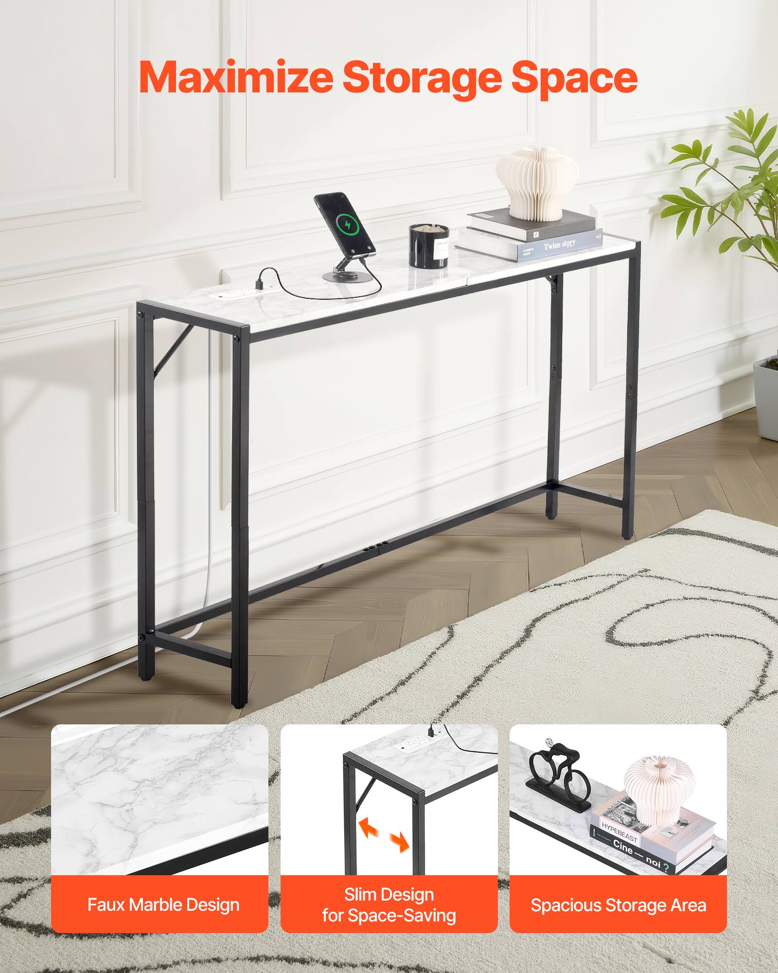 Maximize Storage Space

- Faux Marble Design
- Slim Design for Space-Saving
- Spacious Storage Area