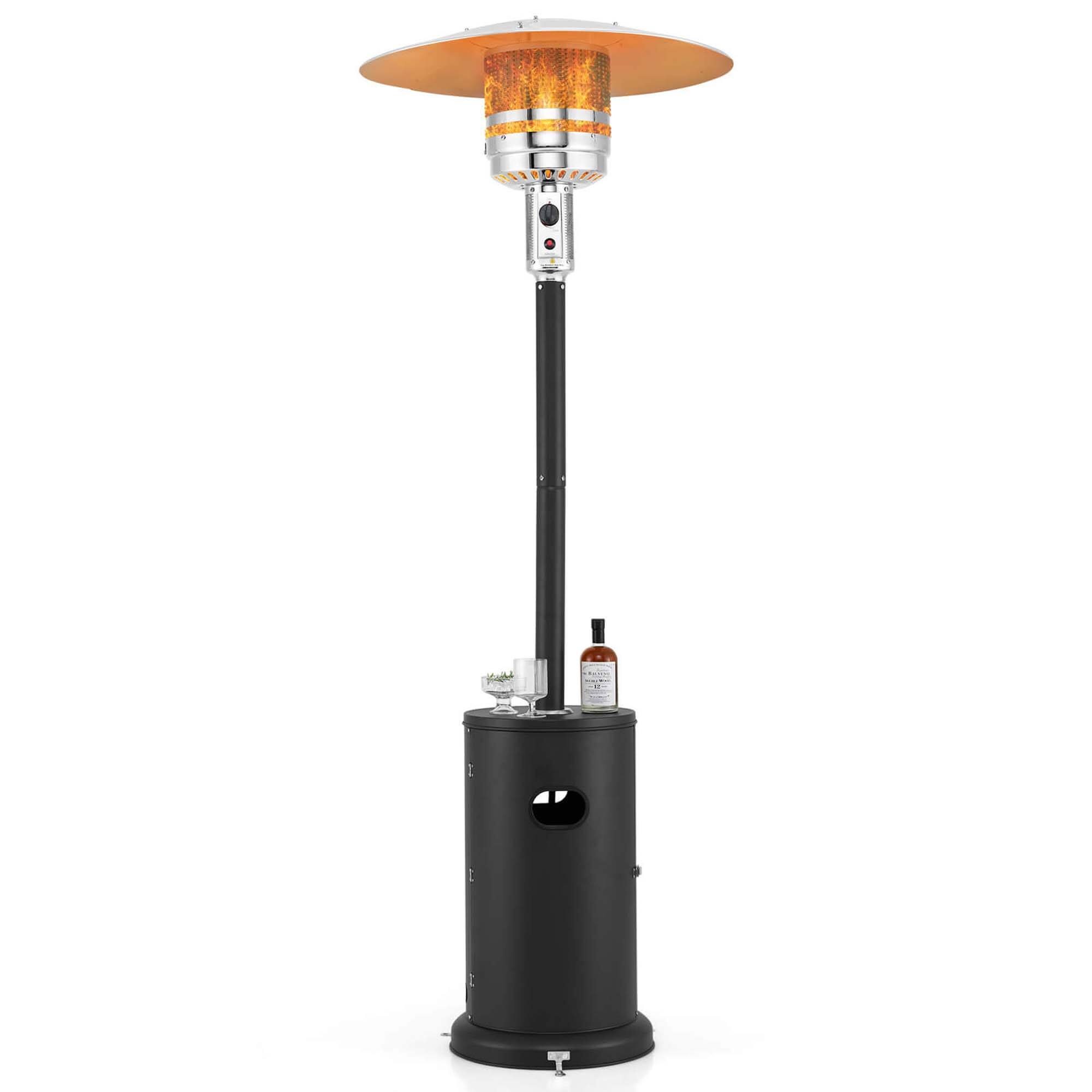 Front. Costway - Costway 50,000 BTU Patio Heater with Wheels Round Table Design & Stainless Steel Burner Black - Black.