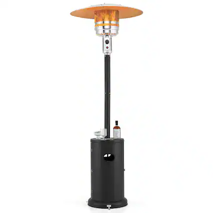 Front. Costway - Costway 50,000 BTU Patio Heater with Wheels Round Table Design & Stainless Steel Burner Black - Black.