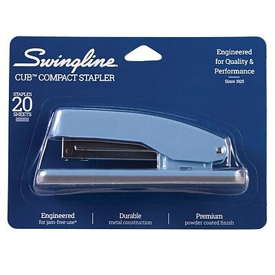 Swingline  
CUB™ COMPACT STAPLER  

Engineered for Quality & Performance  
Since 1925  

STAPLES 20 SHEETS  

Engineered for jam-free use*  
Durable metal construction  
Premium powder coated finish  

*Engineered for jam-free use