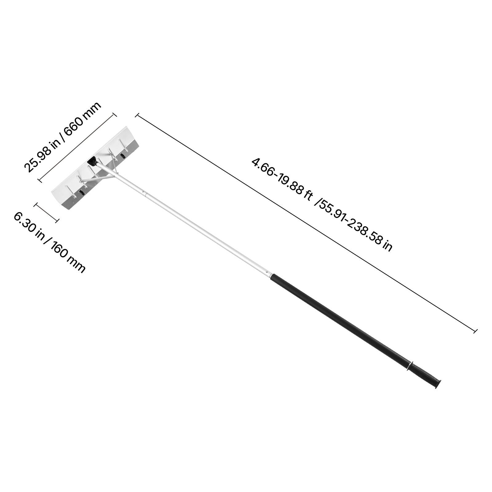 - Width: 25.98 in / 660 mm
- Height: 6.30 in / 160 mm
- Length: 4.66-19.88 ft / 55.91-238.58 in
