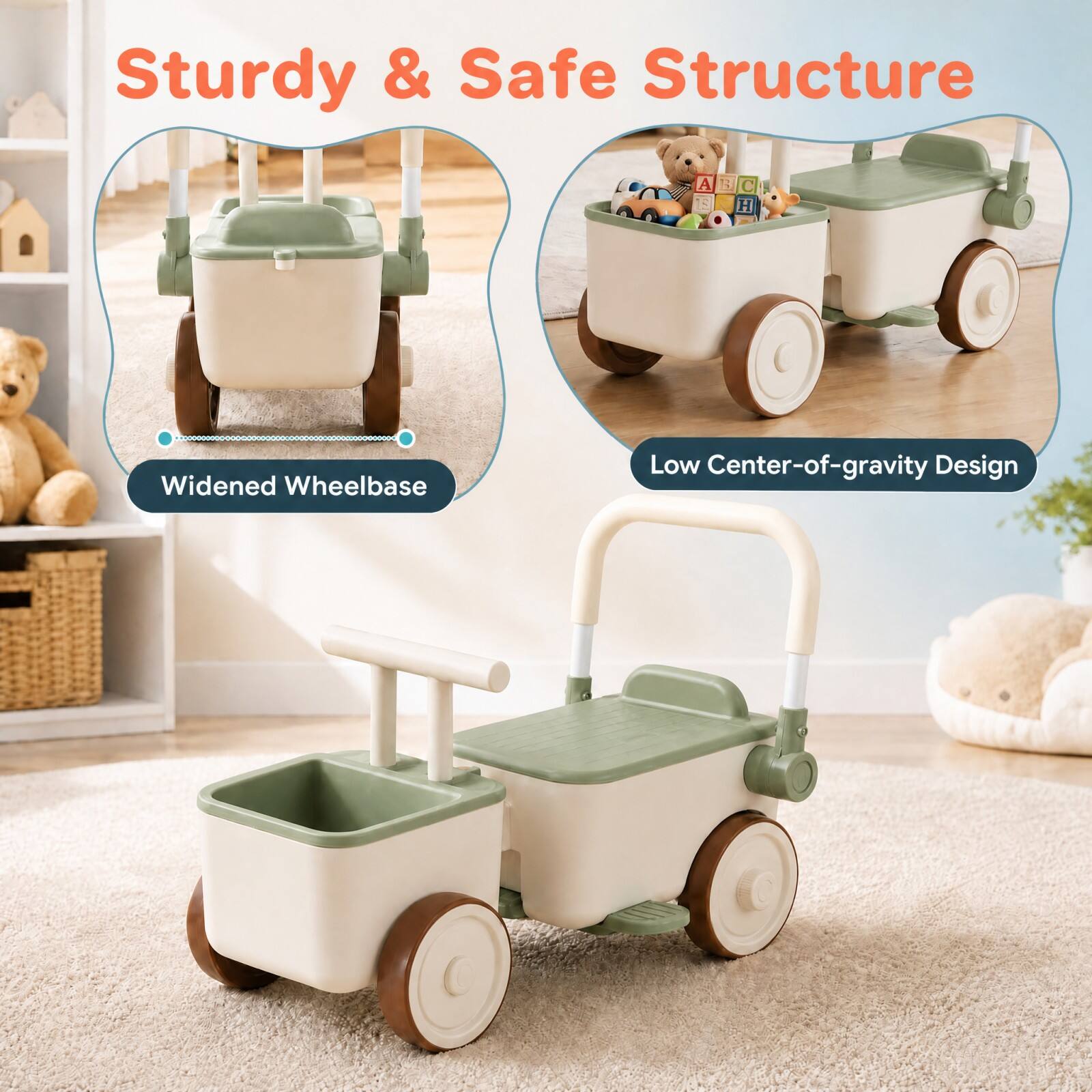 Sturdy & Safe Structure

A B C H

Widened Wheelbase

Low Center-of-gravity Design