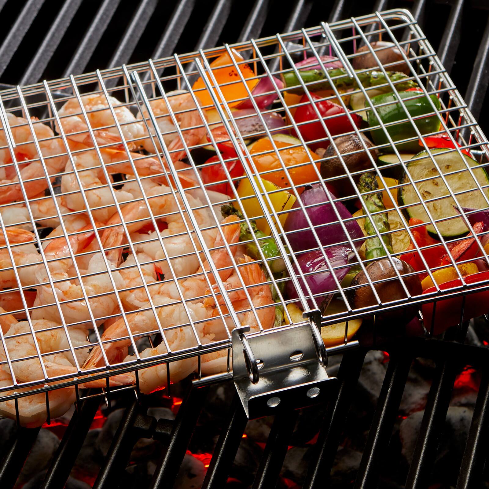 Alt View 7. Braize - Stainless Steel Large Grill Basket Set - Silver.