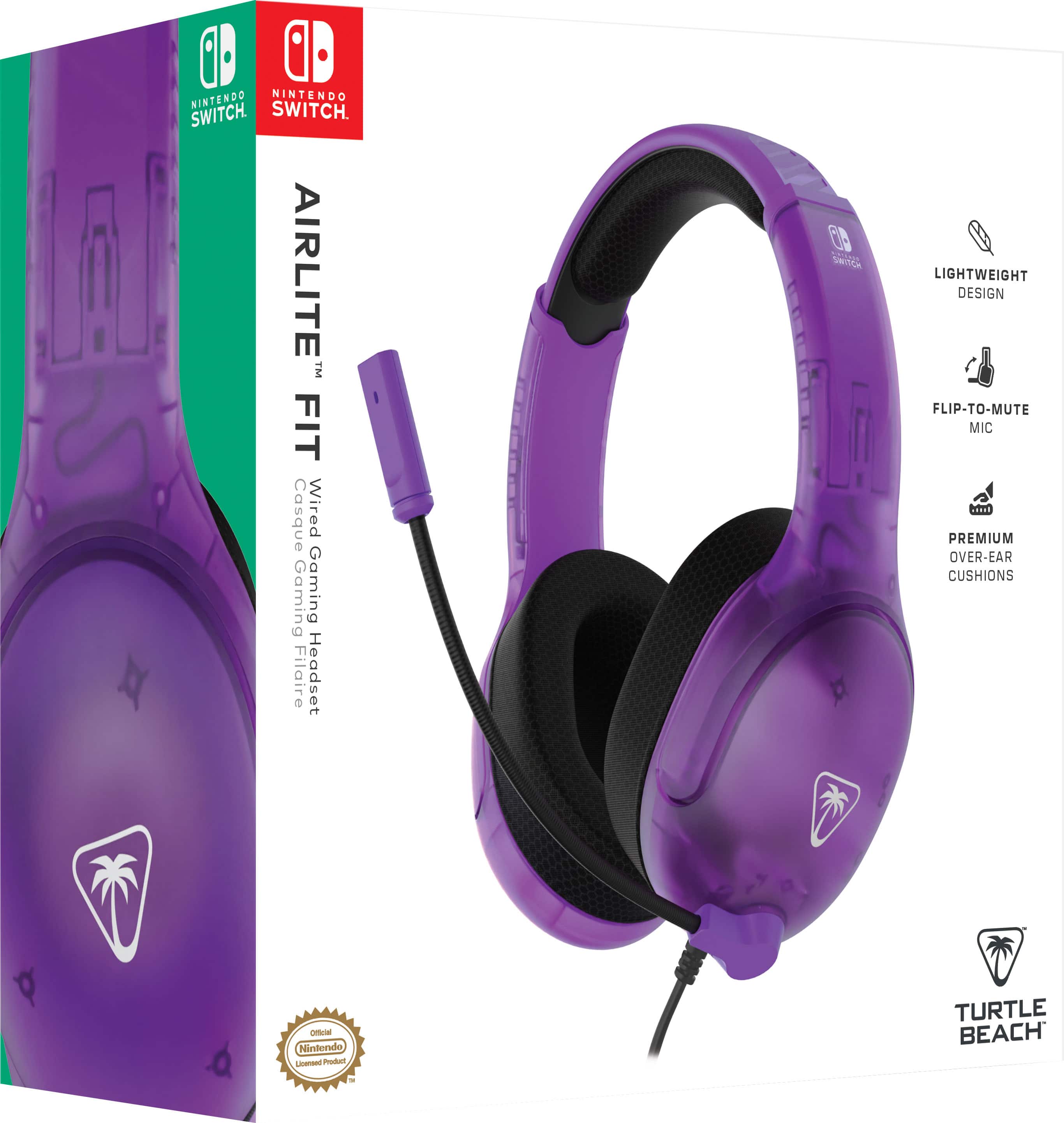 Nintendo Switch AirLite Fit Wired Gaming Headset with Flip-to-Mute Mic and Premium Over-Ear Cushions.