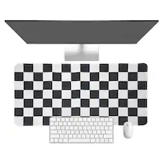 Front. Unique Bargains - Checkered Desk Mat, 27.6x11.8 Inch Mouse Pad, Non-Slip Rubber, Stitched Edges, Soft, for Computer/Laptop - Black/White.