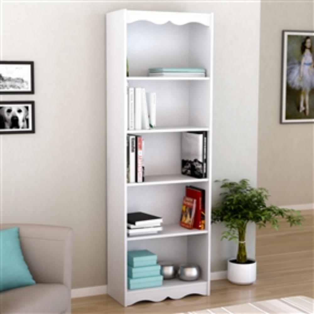 Angle. Hivvago - White 72-inch High Bookcase with Soft Arches and 5 Shelves - White.