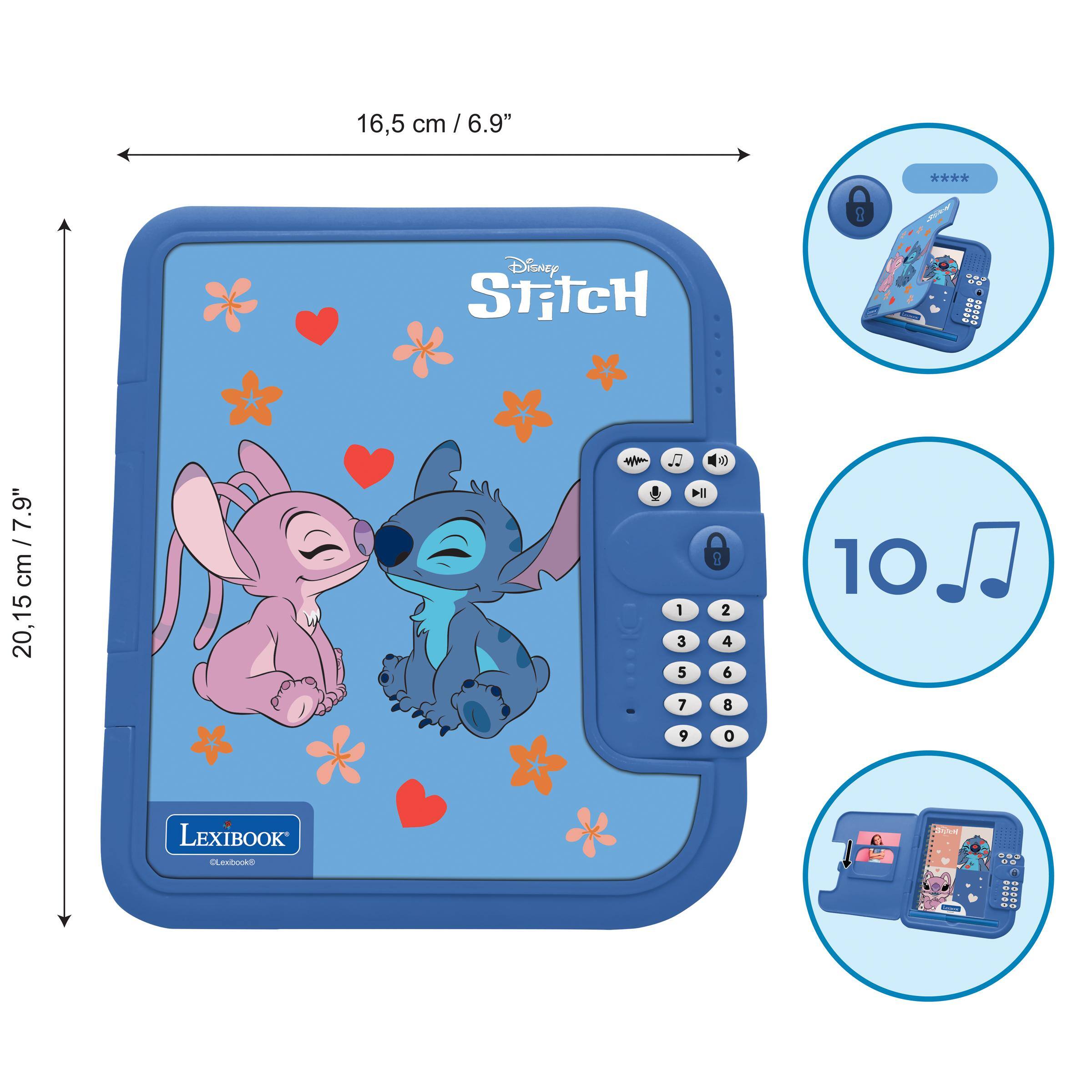 16,5 cm / 6.9"  
Disney Stitch  
20,15 cm / 7.9"  
LEXIBOOK Lexibook8