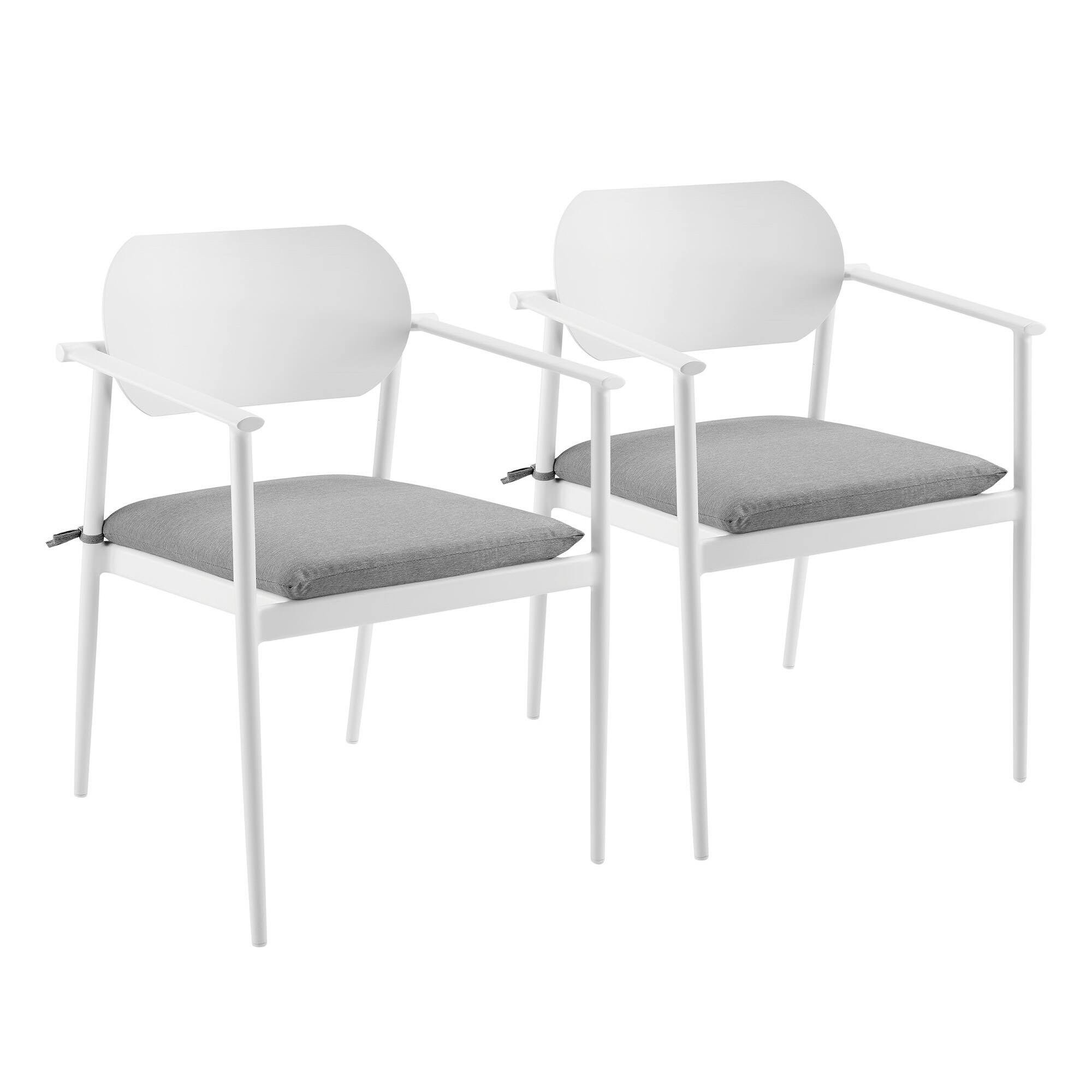 Alt View 2. Modway - Aeris Stackable Outdoor Patio Aluminum Dining Armchair Set of 2 by Modway - White.