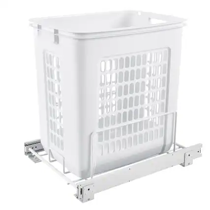 Front. Rev-A-Shelf - Rev-A-Shelf 20'' Pullout Large Polymer Clothes Hamper, White, HPRV-1520 S - White.