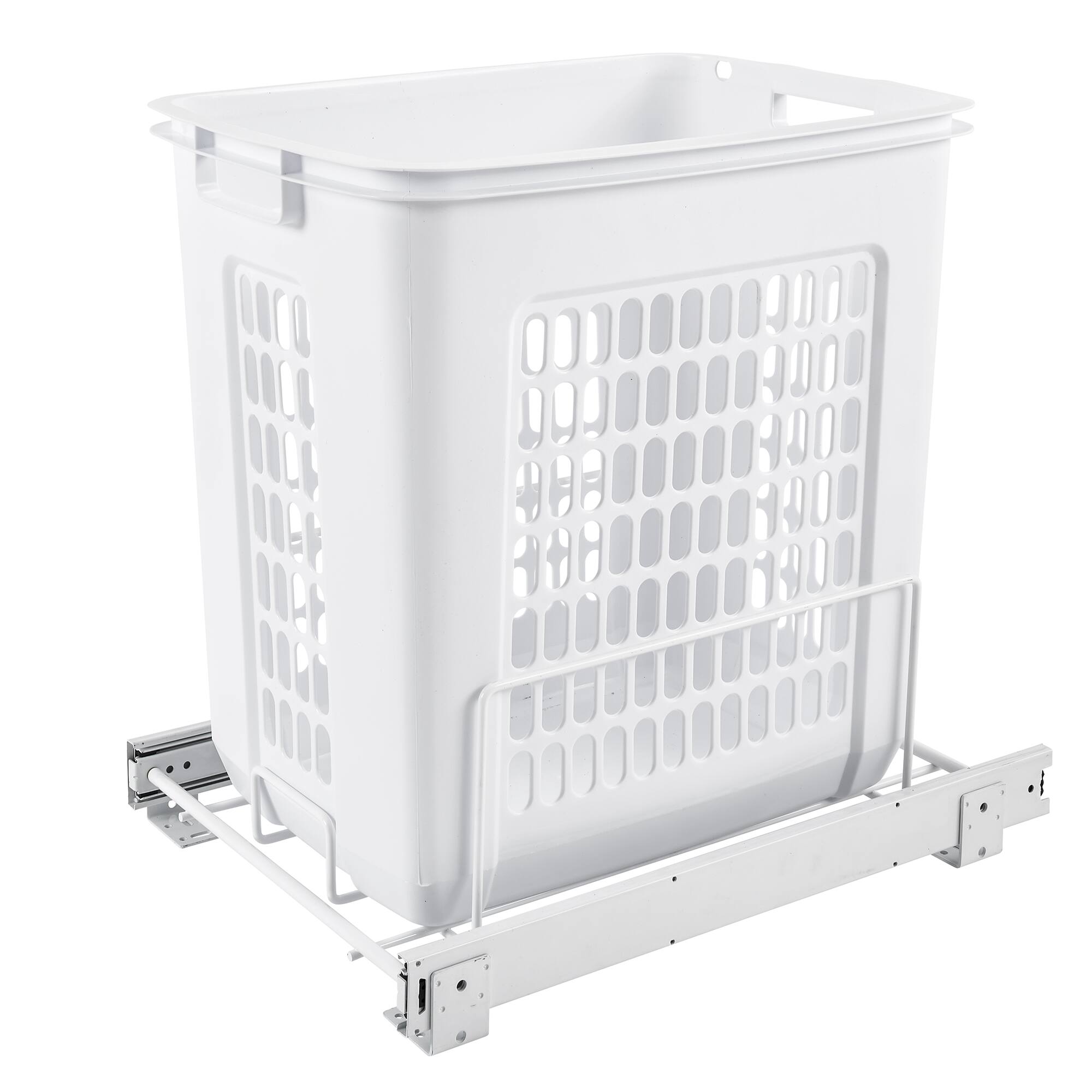 Front. Rev-A-Shelf - Rev-A-Shelf 20'' Pullout Large Polymer Clothes Hamper, White, HPRV-1520 S - White.