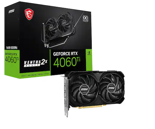 Front. MSI - NVIDIA GeForce RTX 4060 Ti VENTUS 2X 16GB DDR6X PCI Express 4.0 Graphics Card-Black - Black.