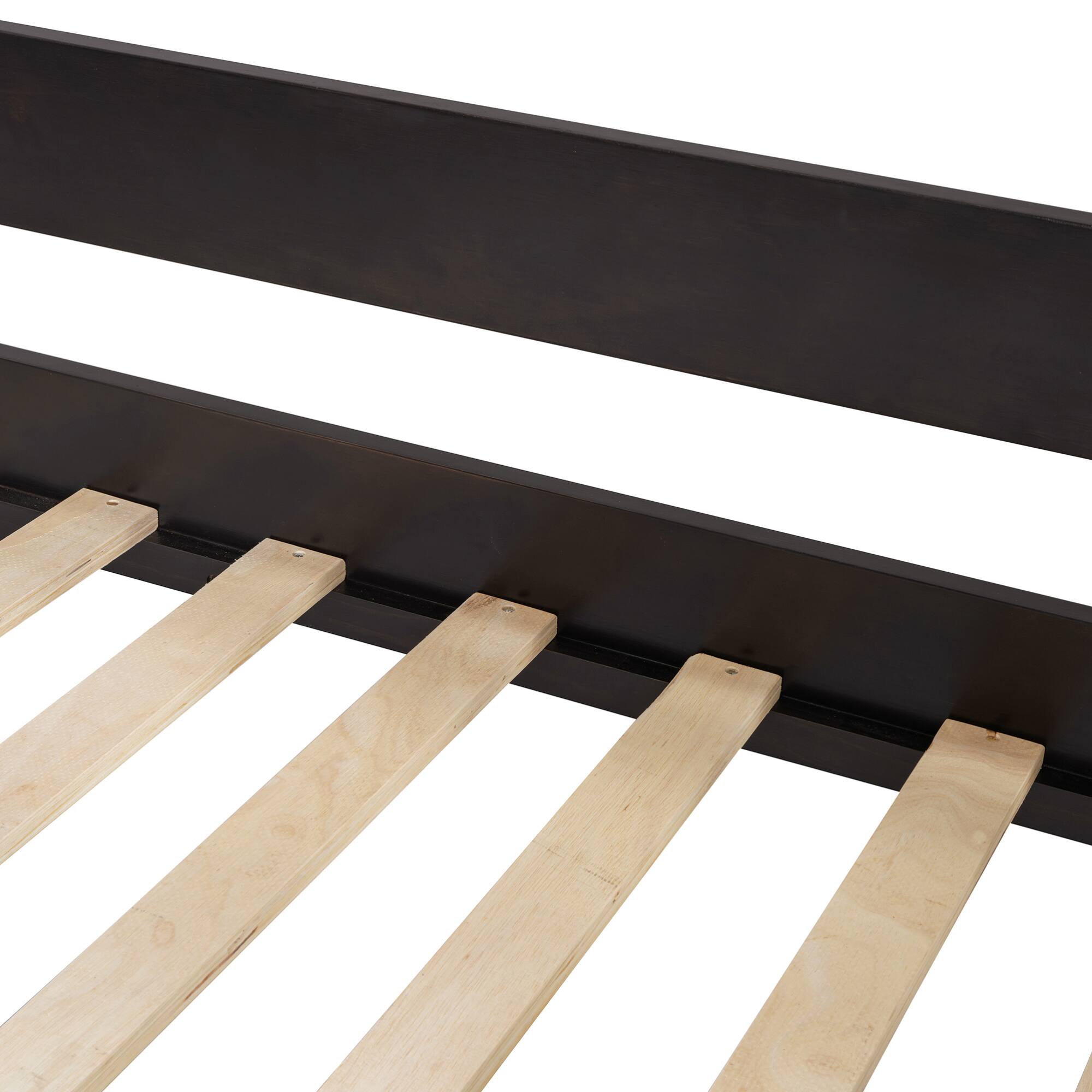 Alt View 7. GOODSILO - Space-Saving Twin Over Twin Wooden Bunk Bed with Playful Tent Design for Kids - Espresso.