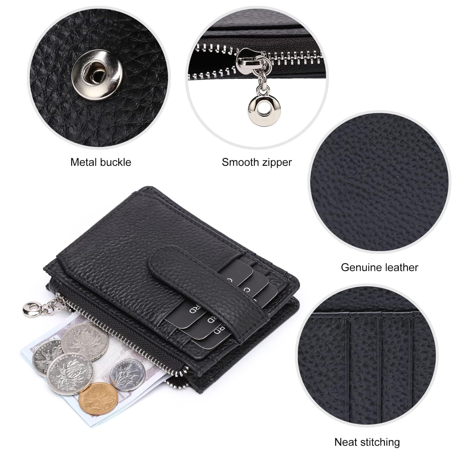 Alt View 2. Jadie Link - Slim Wallet Women Thin Womens Card Holder Rfid Blocking Genuine Leather Small Wallets Premium Material Hardware slim - C6-light blue.