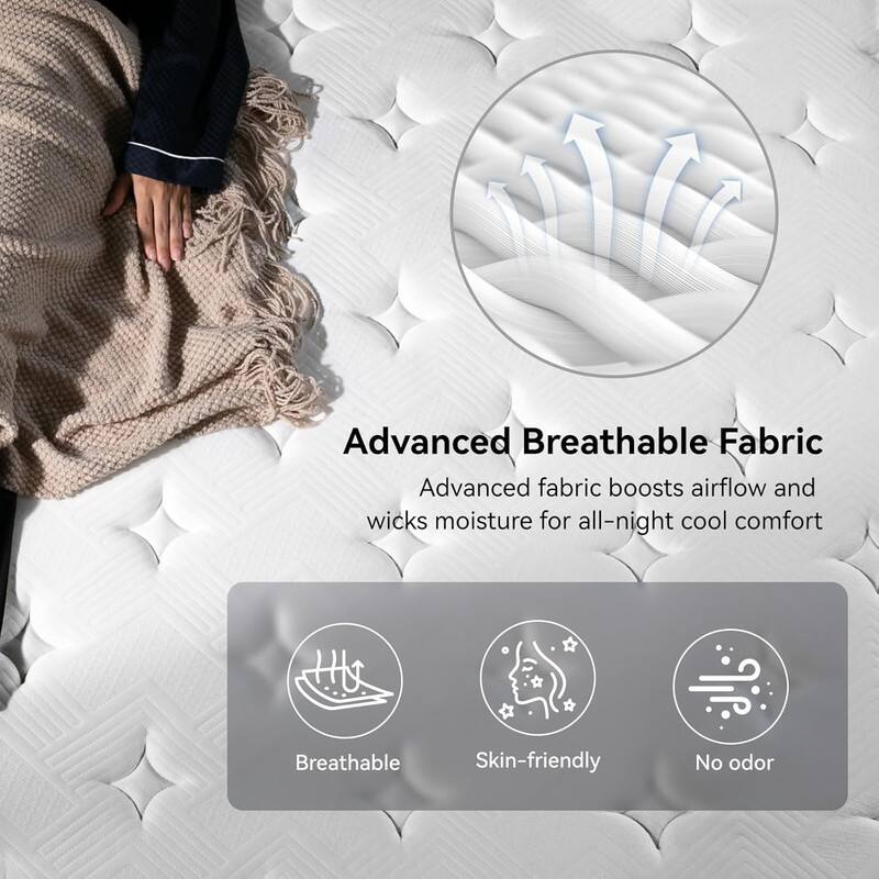 Advanced Breathable Fabric  
Advanced fabric boosts airflow and wicks moisture for all-night cool comfort  

- Breathable  
- Skin-friendly  
- No odor