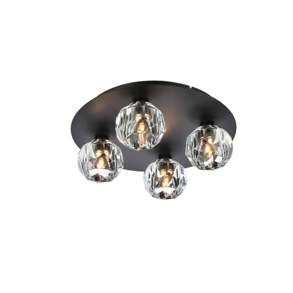 Alt View 4. Elegant Lighting - Graham 4 Light Ceiling Lamp in Black - Black And Clear.
