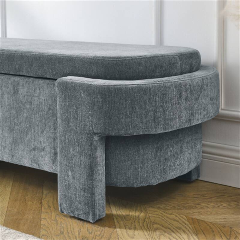 Alt View 8. HTUTWOO - Linen Fabric Upholstered Bench for Entryway & Bedroom - Large Storage Space Ottoman Bench - 51.5'' x 20.5'' x 17'' - Grey.
