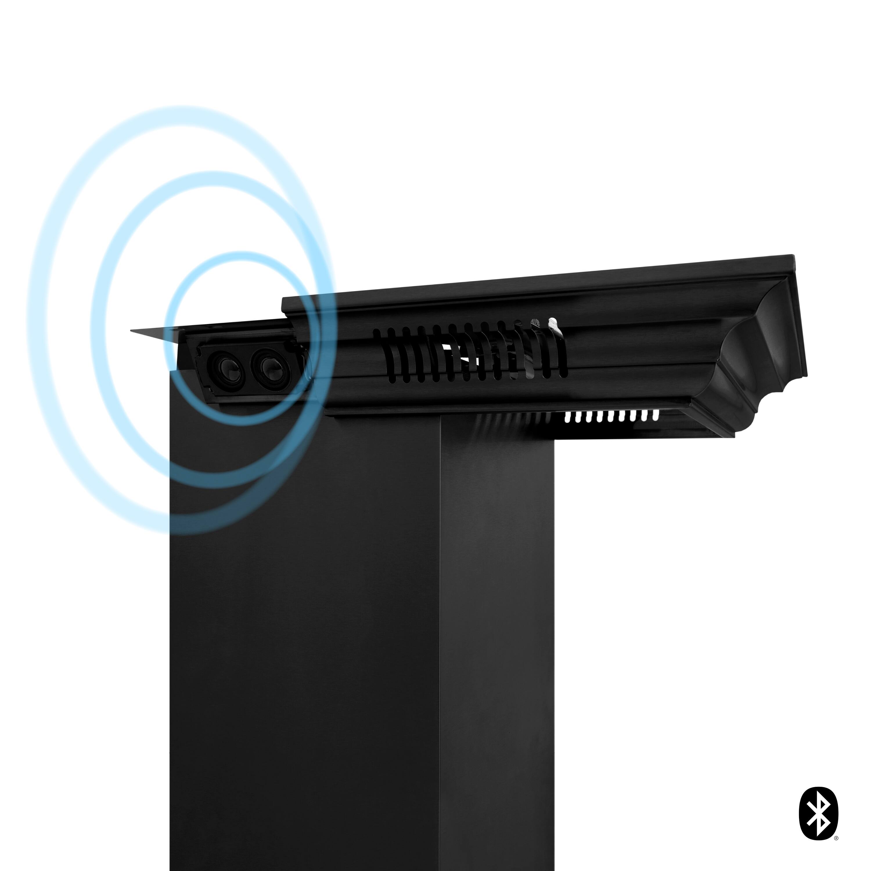 Alt View 6. ZLINE - 36 in. ZLINE CrownSound™Ducted Vent Wall Mount Range Hood in Black Stainless Steel with Built-in Bluetooth Speakers - Black Stainless Steel.