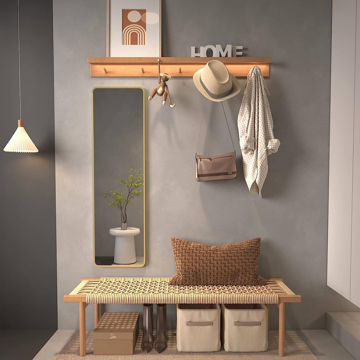 Left. BreeBe - Gold 47 x 14IN Door mirror. - Golden.