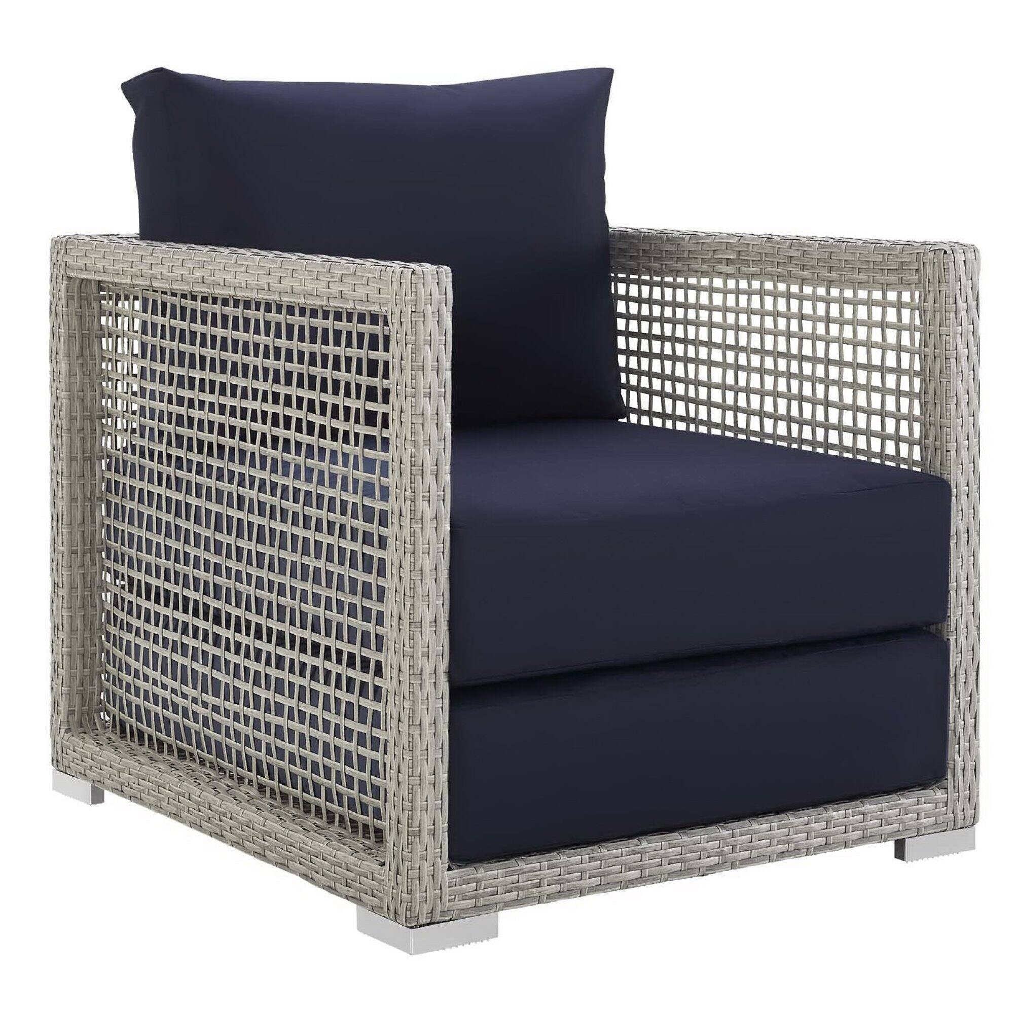 Angle. Modway - Aura Rattan Outdoor Patio Armchair by Modway - Gray Navy.