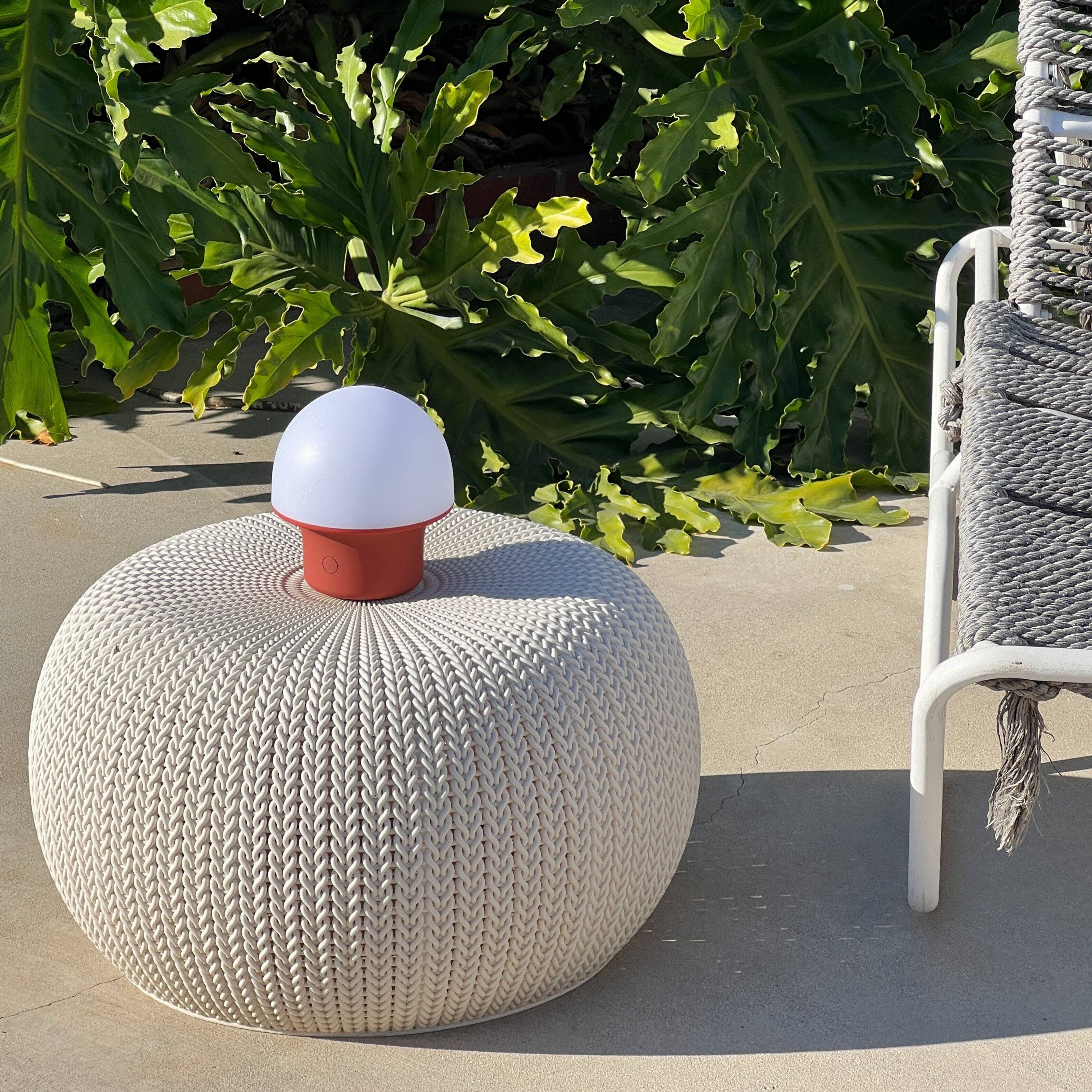 Alt View 2. Brightech - Portobello LED Modern Industrial Round Dome Dimmable Cordless Portable Indoor Outdoor Rechargeable Camping Desk Lamp - Matte Red.