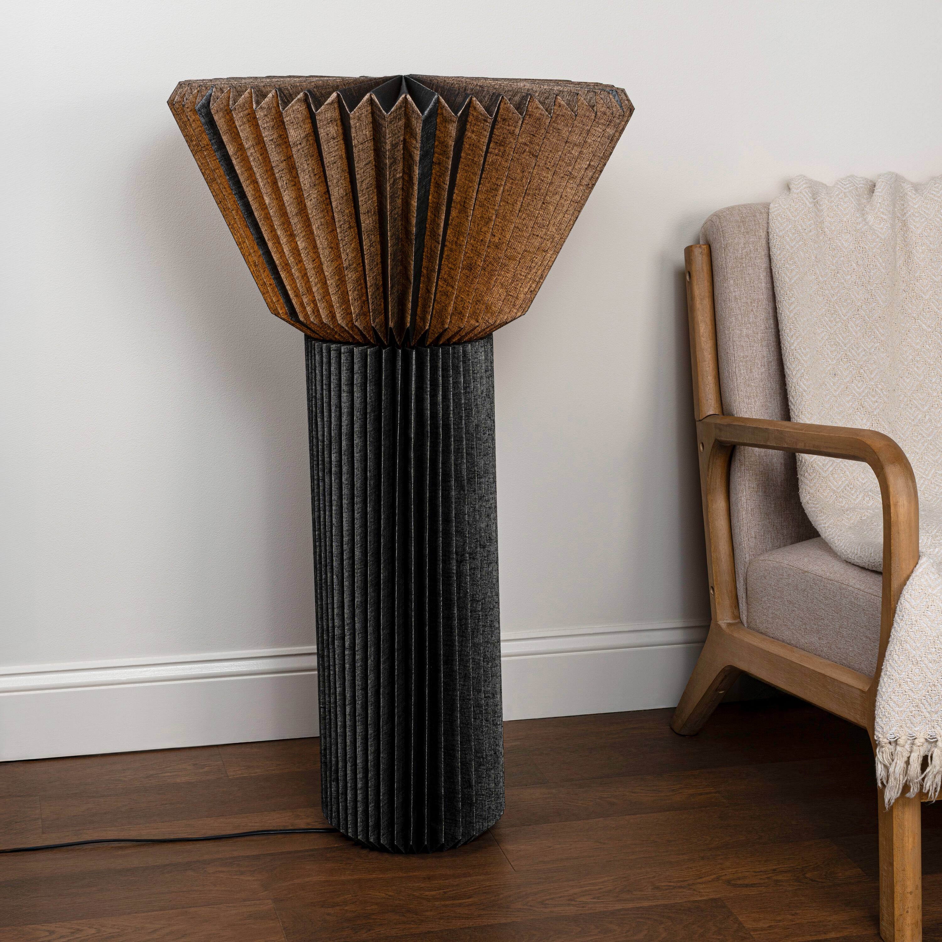 Alt View 1. Jonathan Y - Archer 37" Modern Minimalist Pleated Shade Floor Lamp, Black - Black.