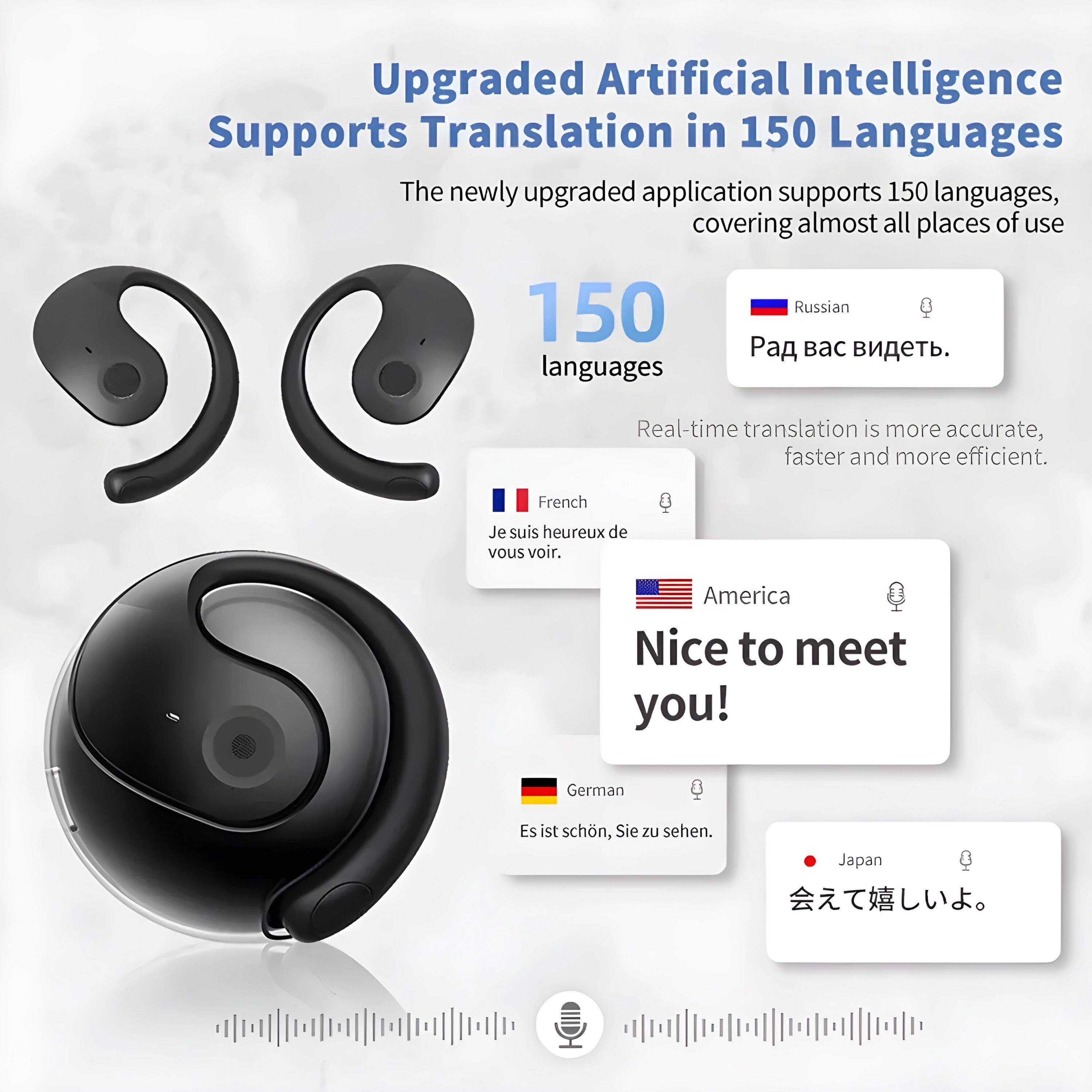 Upgraded Artificial Intelligence Supports Translation in 150 Languages

The newly upgraded application supports 150 languages, covering almost all places of use.

150 languages

Real-time translation is more accurate, faster and more efficient.

- Russian: Рад вас видеть.
- French: Je suis heureux de vous voir.
- America: Nice to meet you!
- German: Es ist schön, Sie zu sehen.
- Japan: 会えて嬉しいよ。