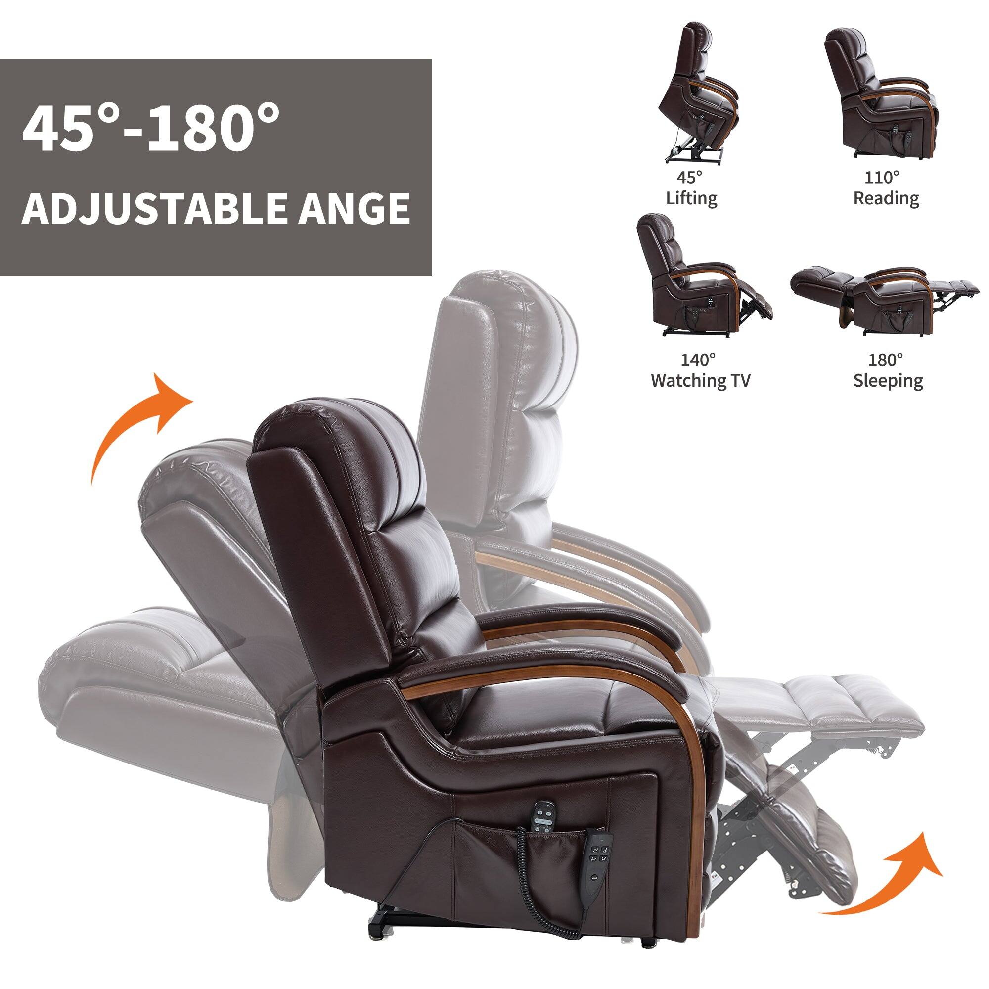 45°-180°  
ADJUSTABLE ANGLE  

45° Lifting  
110° Reading  
140° Watching TV  
180° Sleeping