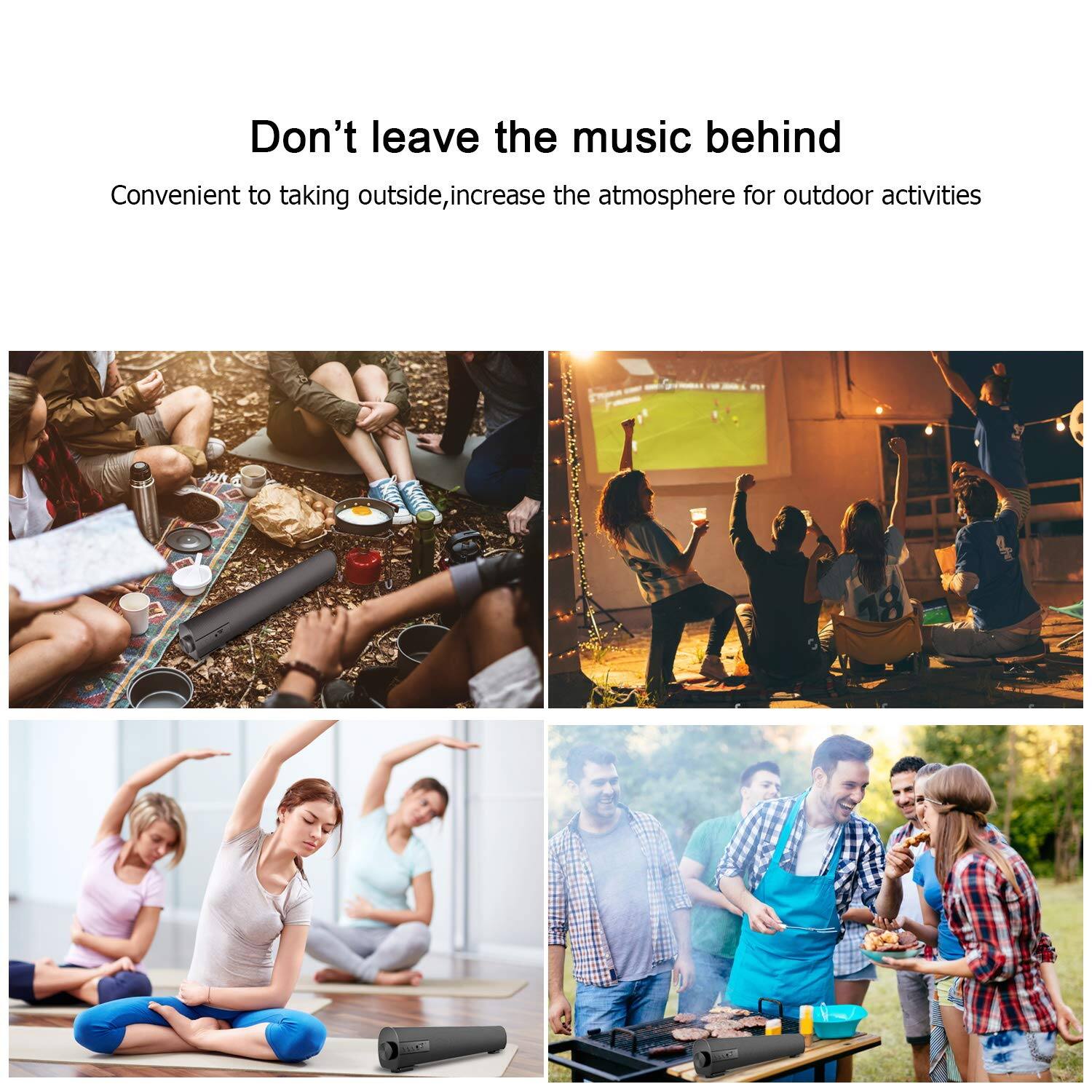 Don't leave the music behind

Convenient to taking outside, increase the atmosphere for outdoor activities
