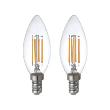 Front. Parrot Uncle - 4.5W Clear 2700K Dimmable LED Candle Light Bulb - Clear.