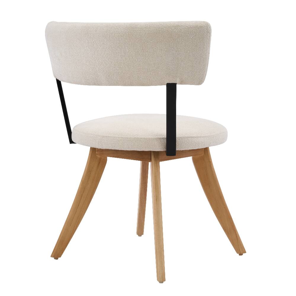 Alt View 6. Loheer - Loheer Upholstered Dining Chairs Set of 2 White Fabric Curved Back Rubber Wood Base - White.