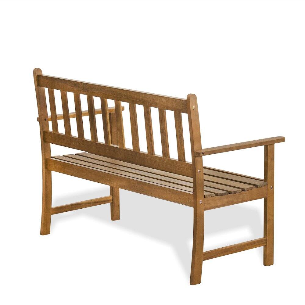Left. East West Furniture - East West Furniture Belmont Bench without Cushion made of Acacia wood in Natural Oil finish - Multi-Color.