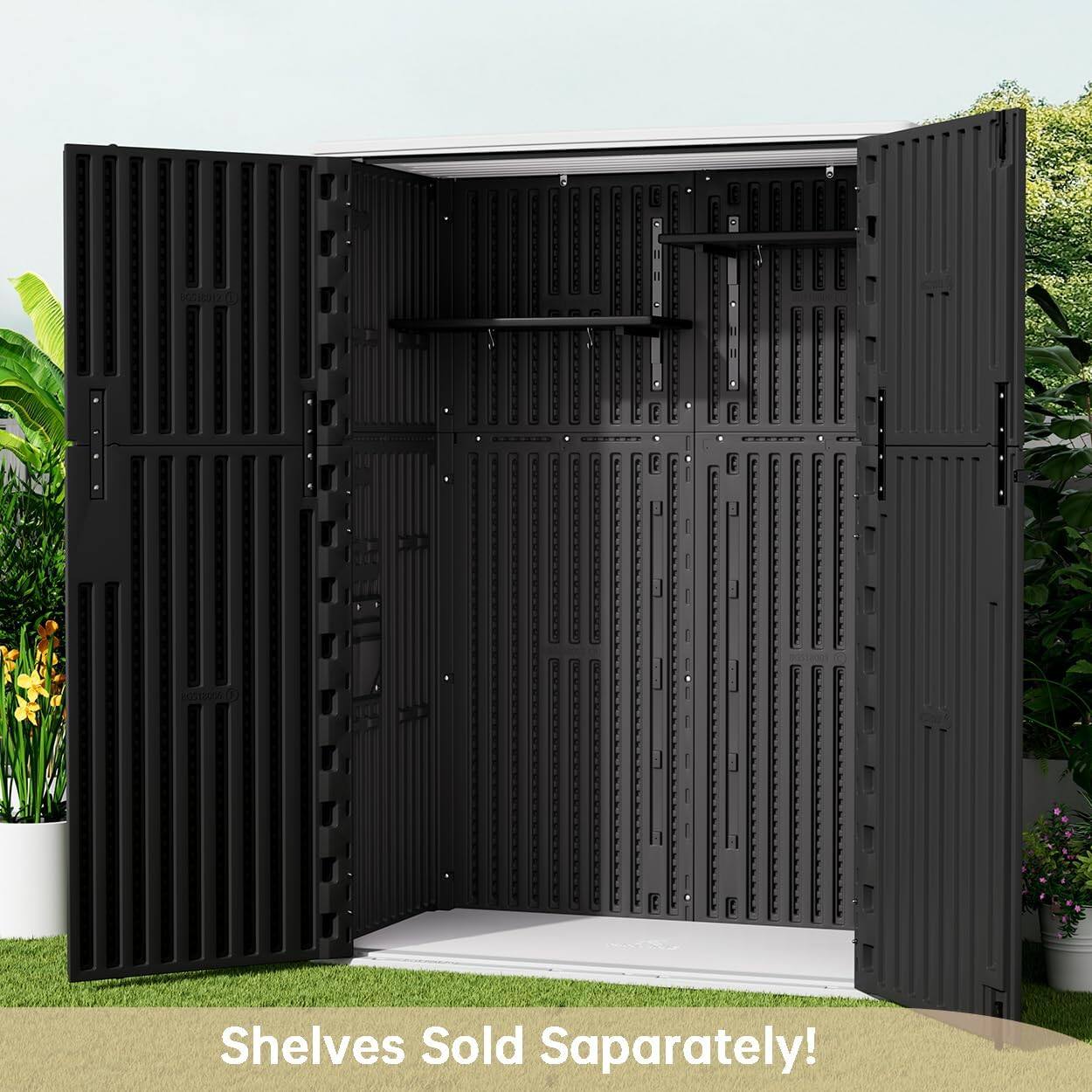 Yardgrace 57 Cu.ft Outdoor Vertical Storage Shed, Waterproof Resin