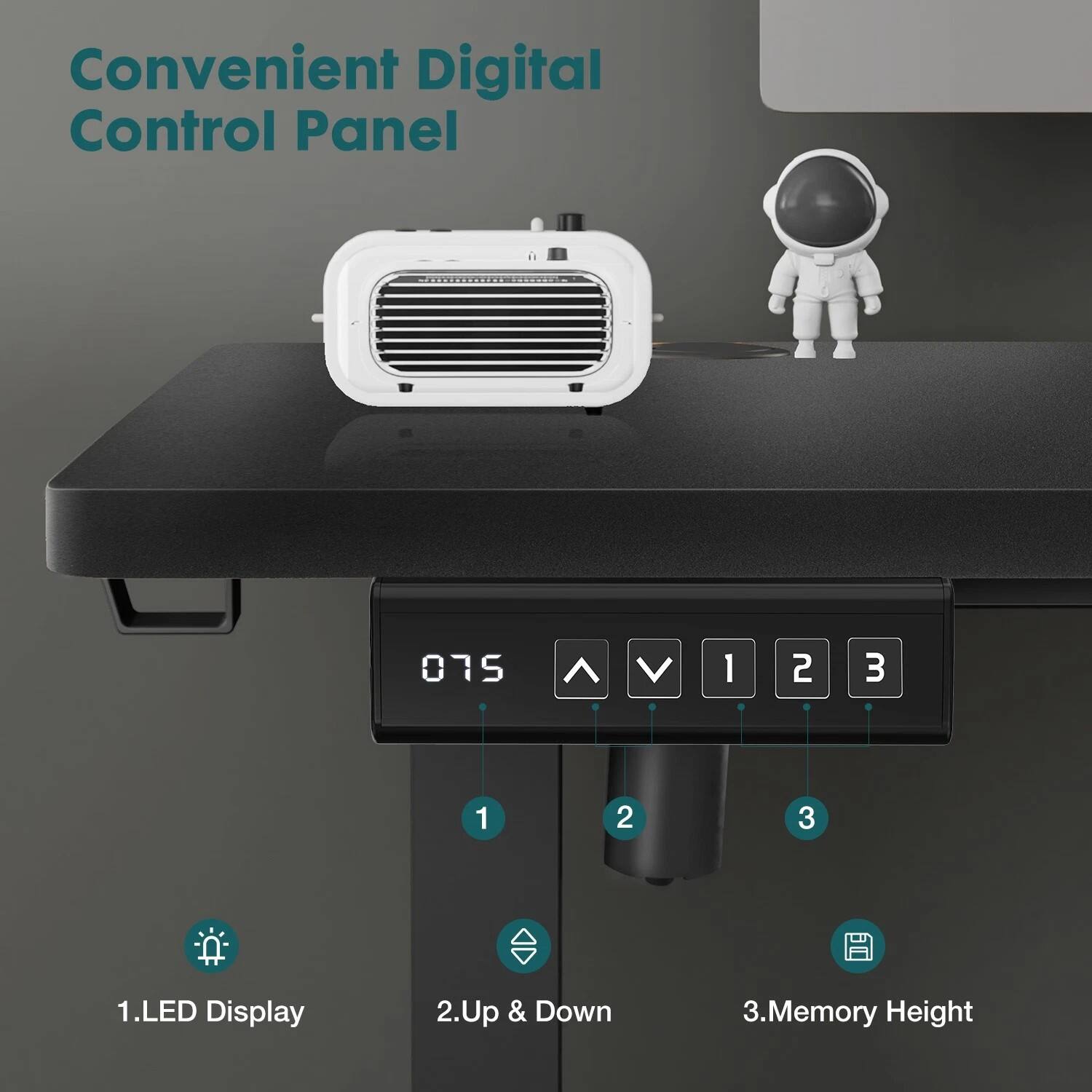 Convenient Digital Control Panel

1. LED Display
2. Up & Down
3. Memory Height