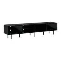 CorLiving - Modular TV Stand with Glass Sliding Doors for Most TVs up to 110" - Black Ravenwood - Angle_Zoom