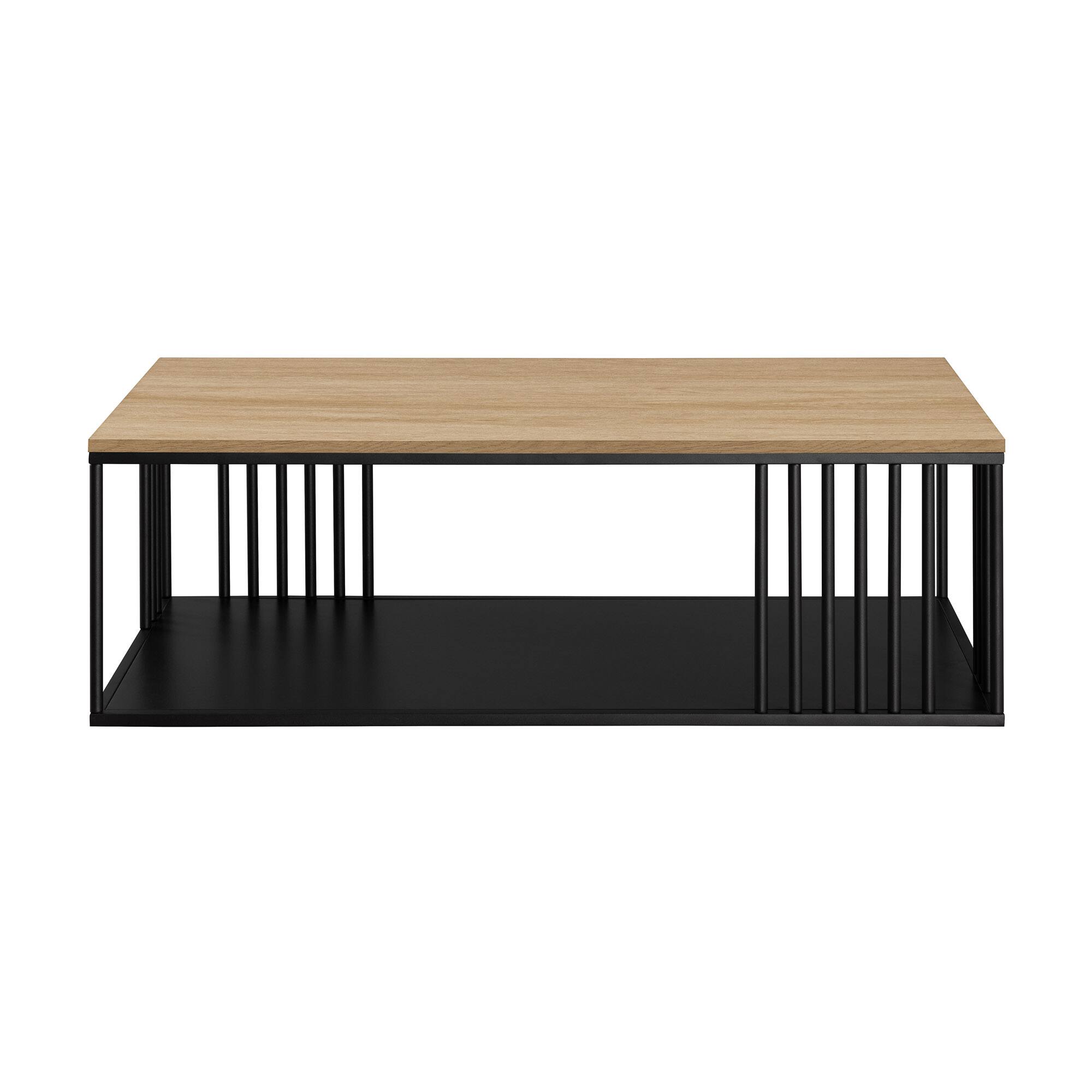 Walker Edison - Minimalist Slatted Open-Storage Coffee Table - Coastal Oak - Front_Zoom