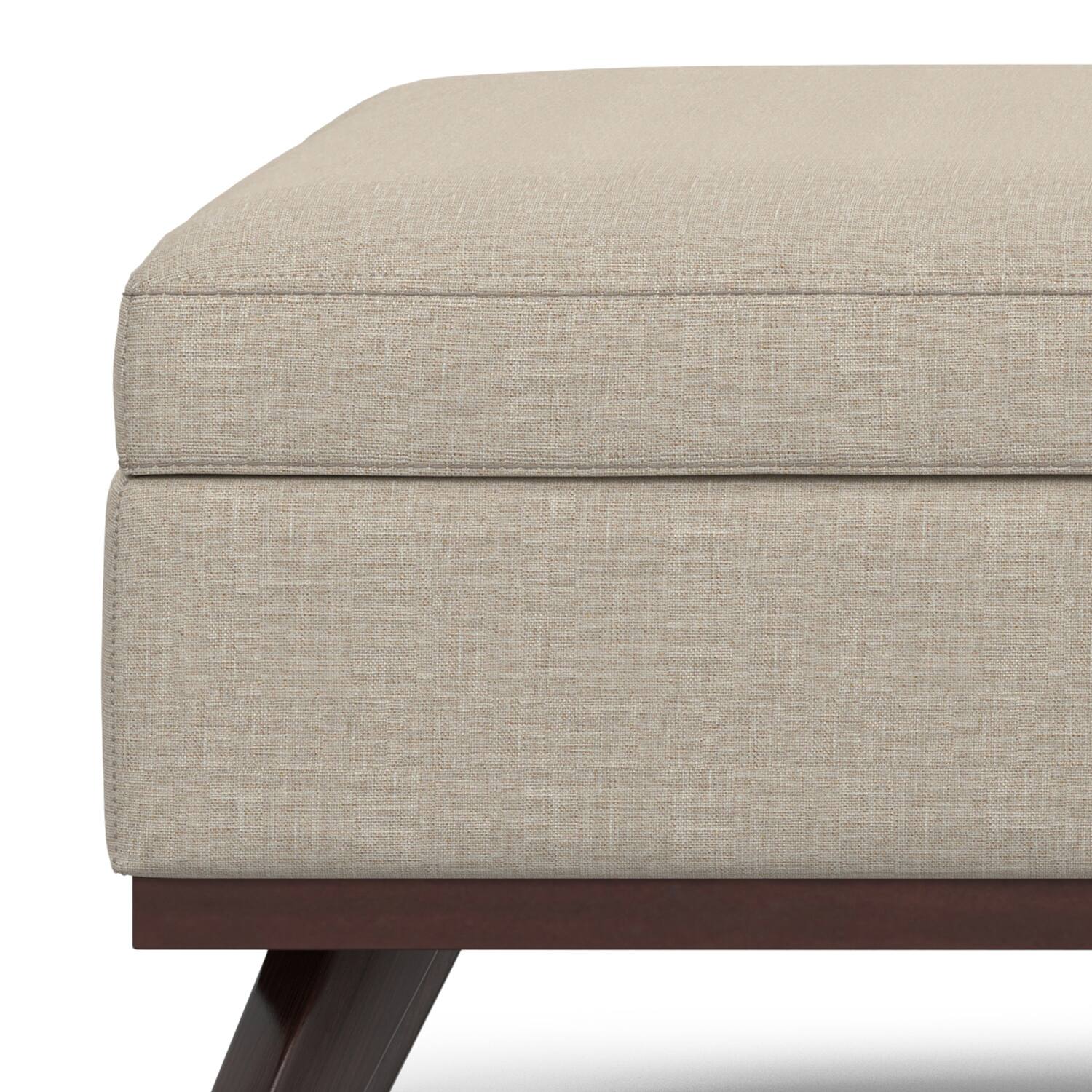 Alt View 9. Simpli Home - Owen 40 inch Wide XL Square Coffee Table Storage Ottoman in Natural Polyester Fabric - Natural.