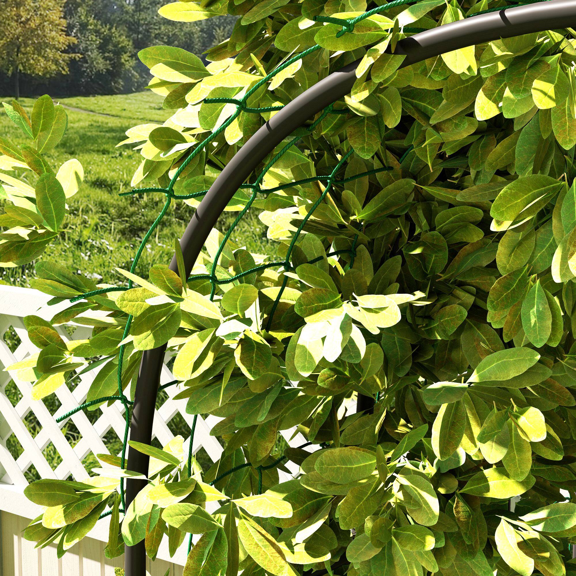 Alt View 8. Outsunny - Garden Arch Trellis, 8 FT Tall Metal Plant Trellis Support with Climbing Net, Outdoor Cucumber Trellis.