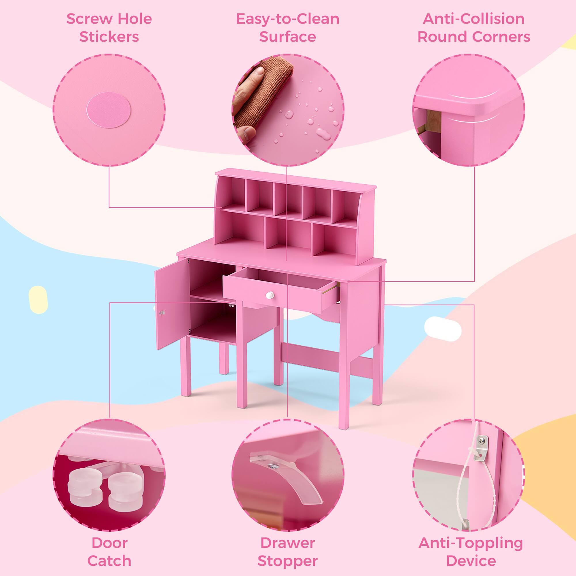 Screw Hole Stickers, Easy-to-Clean Surface, Anti-Collision Round Corners, Door Catch, Drawer Stopper, Anti-Toppling Device