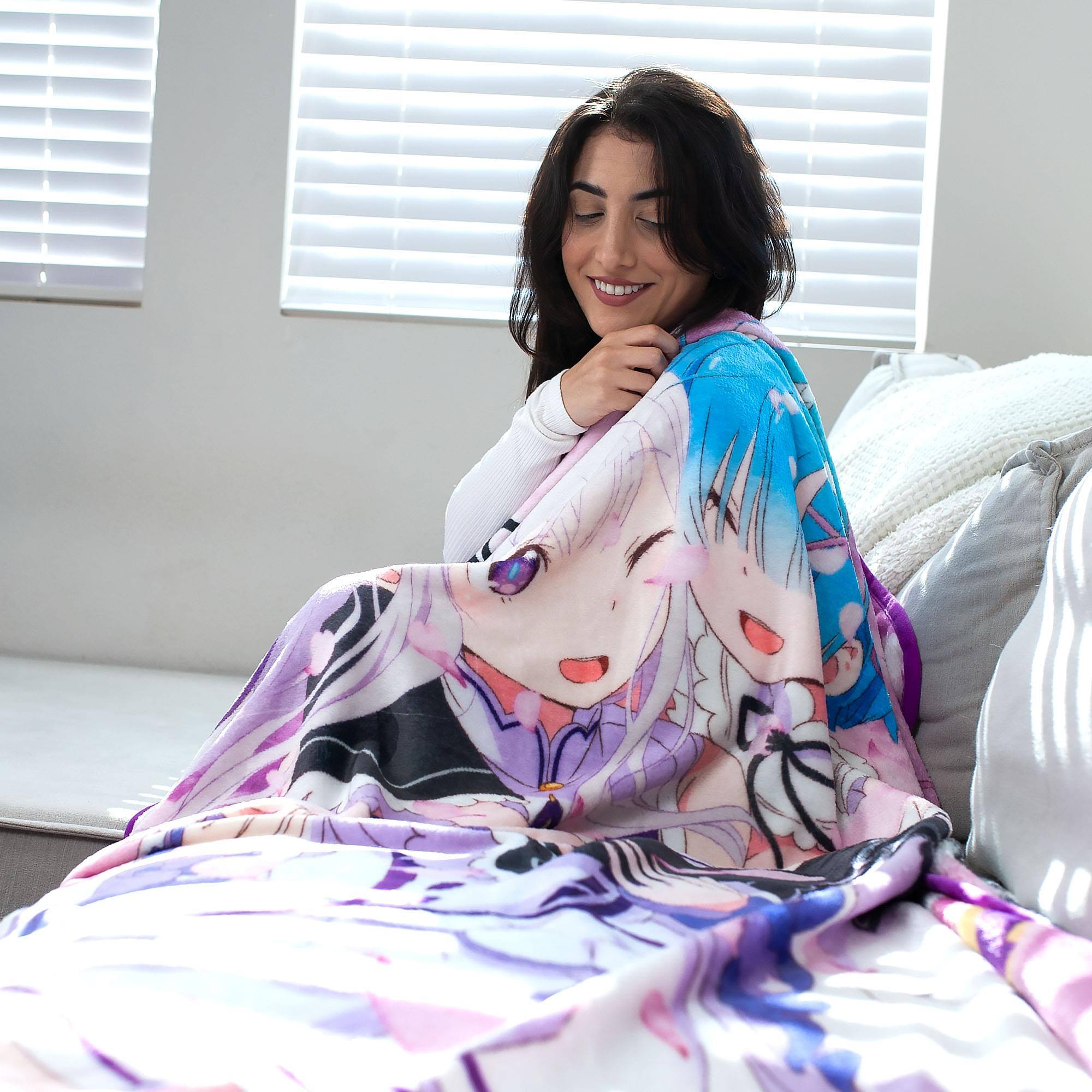 Alt View 2. Just Funky - Re:Zero Fleece Throw Blanket | 45 x 60 Inches - Pink.